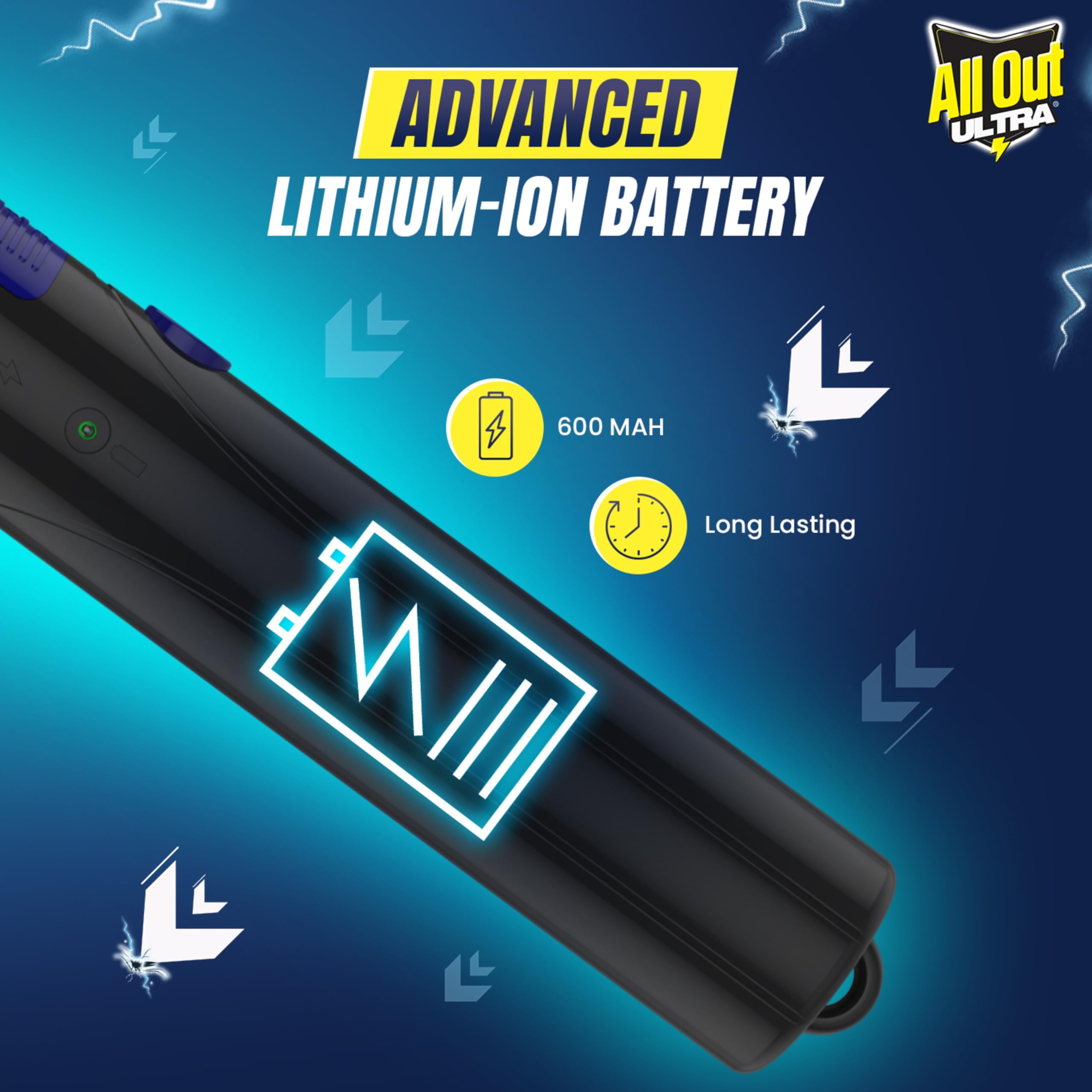 All Out Mosquito Kill Racquet | 2X Faster Charging* | Mosquito Bat | Racket to Kill Mosquitoes Instantly | 6 Months Warranty | Long Lasting Battery | Recommended by Indian Medical Association image 3