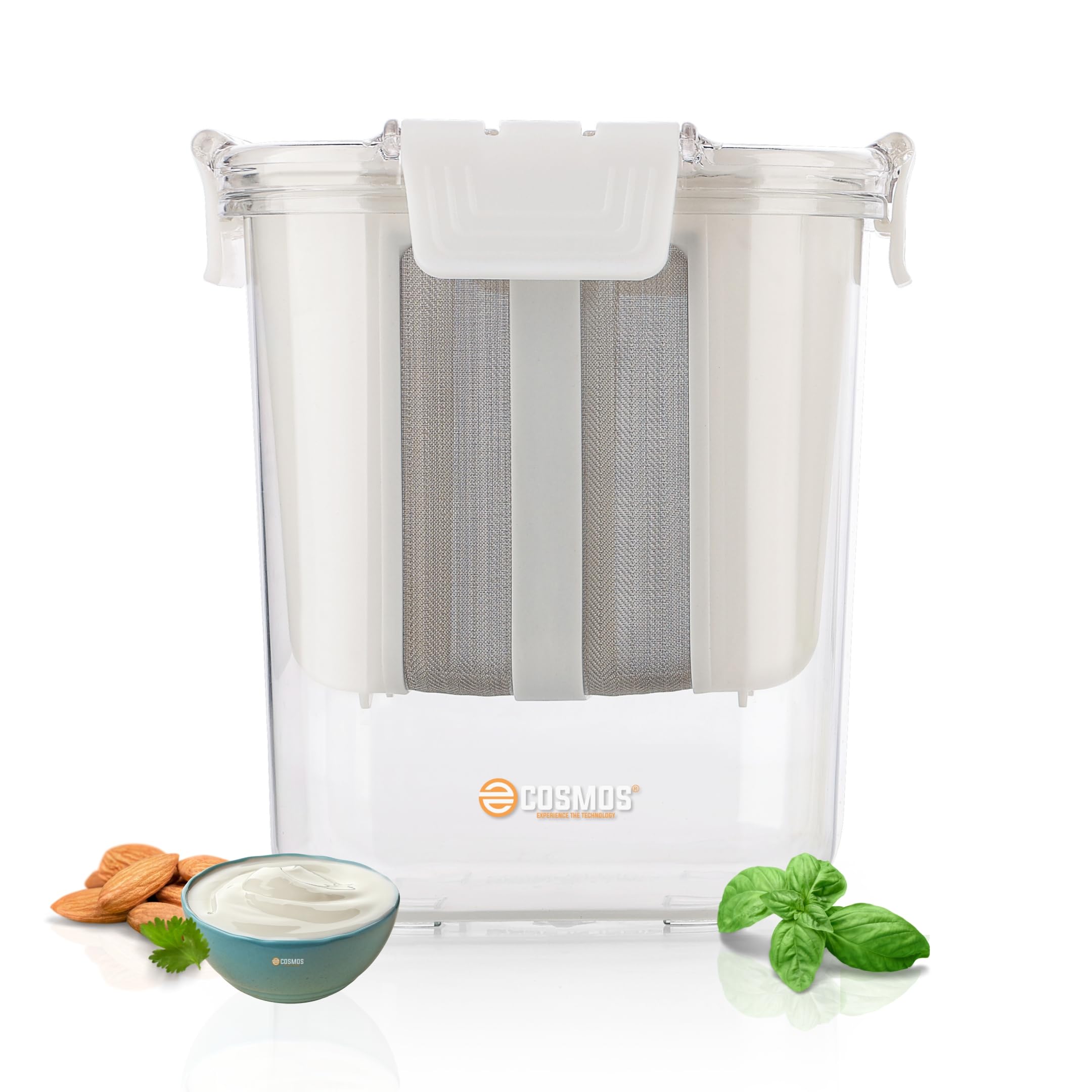 E-COSMOS® Plastic Multipurpose Greek Yogurt & Curd Maker Hung Curd - 1800ml | Durable, BPA-Free | Easy Homemade Yogurt & Cheese (Greek Yogurt Maker) (Large)