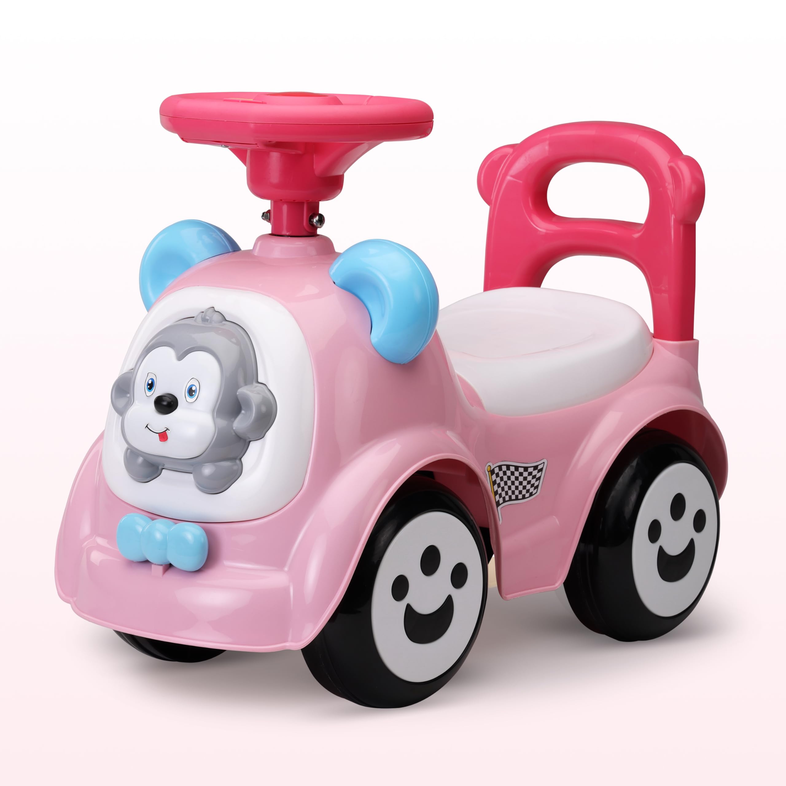 LuvLap Sunny Ride on & Car for Kids with Music & Horn Steering, Safety Guard, Under Seat Storage & Big Wheels, Ride on for Kids 1 to 3 Years Upto 25 Kgs (Pink)