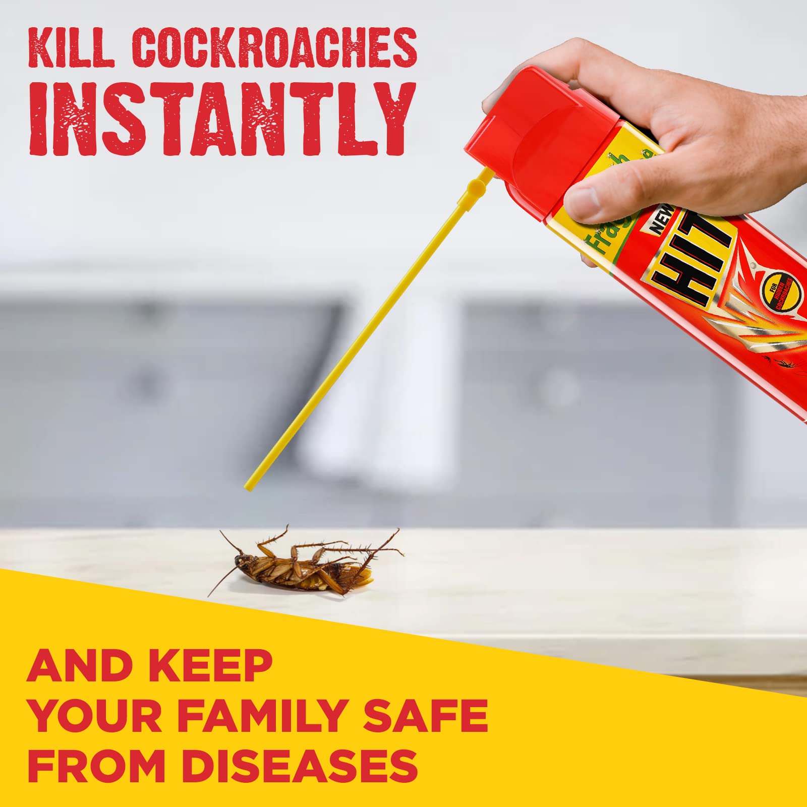 HIT Crawling Insect Killer – Cockroach Killer Spray | Instant Kill | Deep-Reach Nozzle | Fresh Fragrance, 400ml image 2