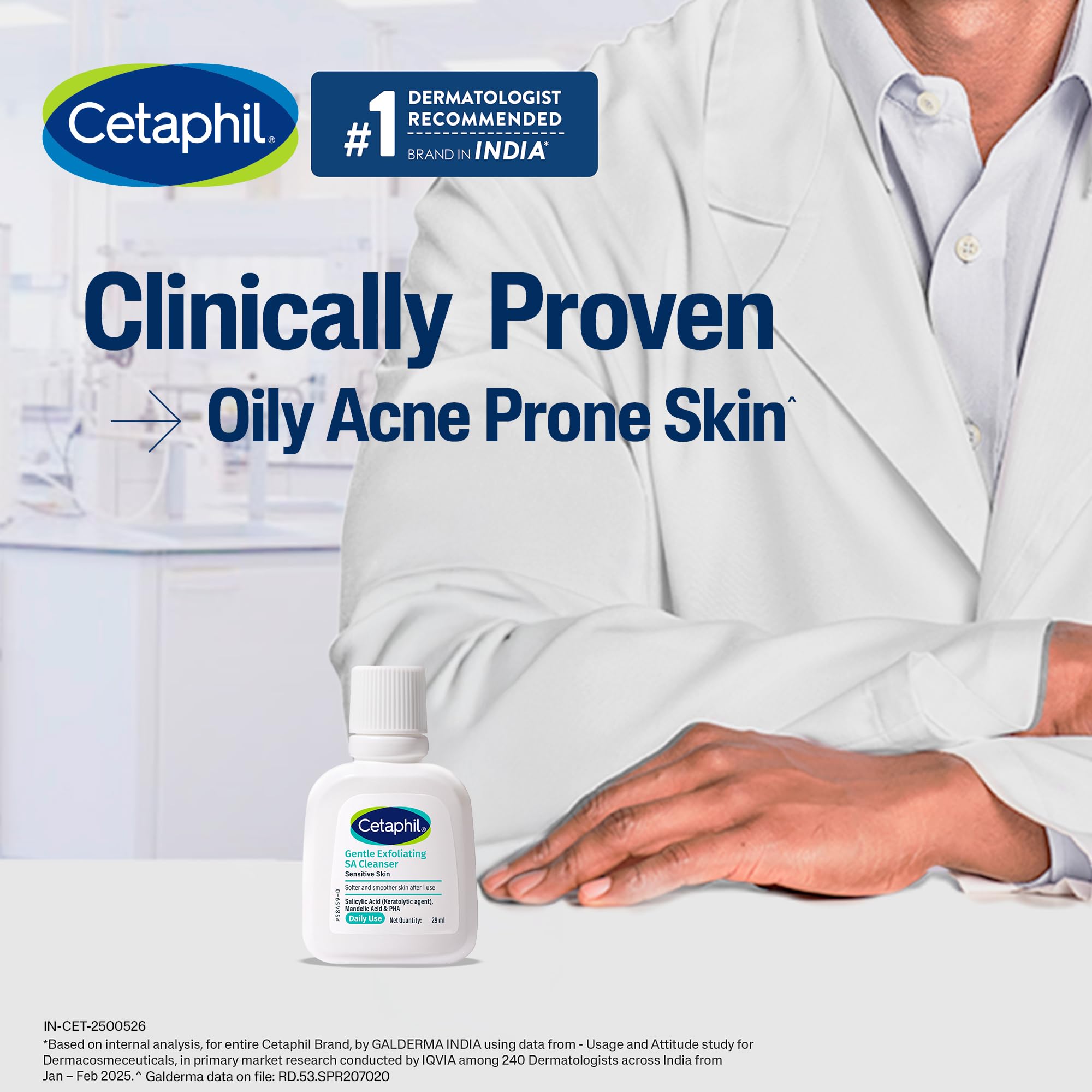 Cetaphil Gentle Exfoliating SA Cleanser 29ml | Daily Foaming Face Wash with Salicylic Acid, Mandelic Acid & Gluconolactone | Smooth, Even Skin | For Sensitive & Acne-Prone Skin image 2