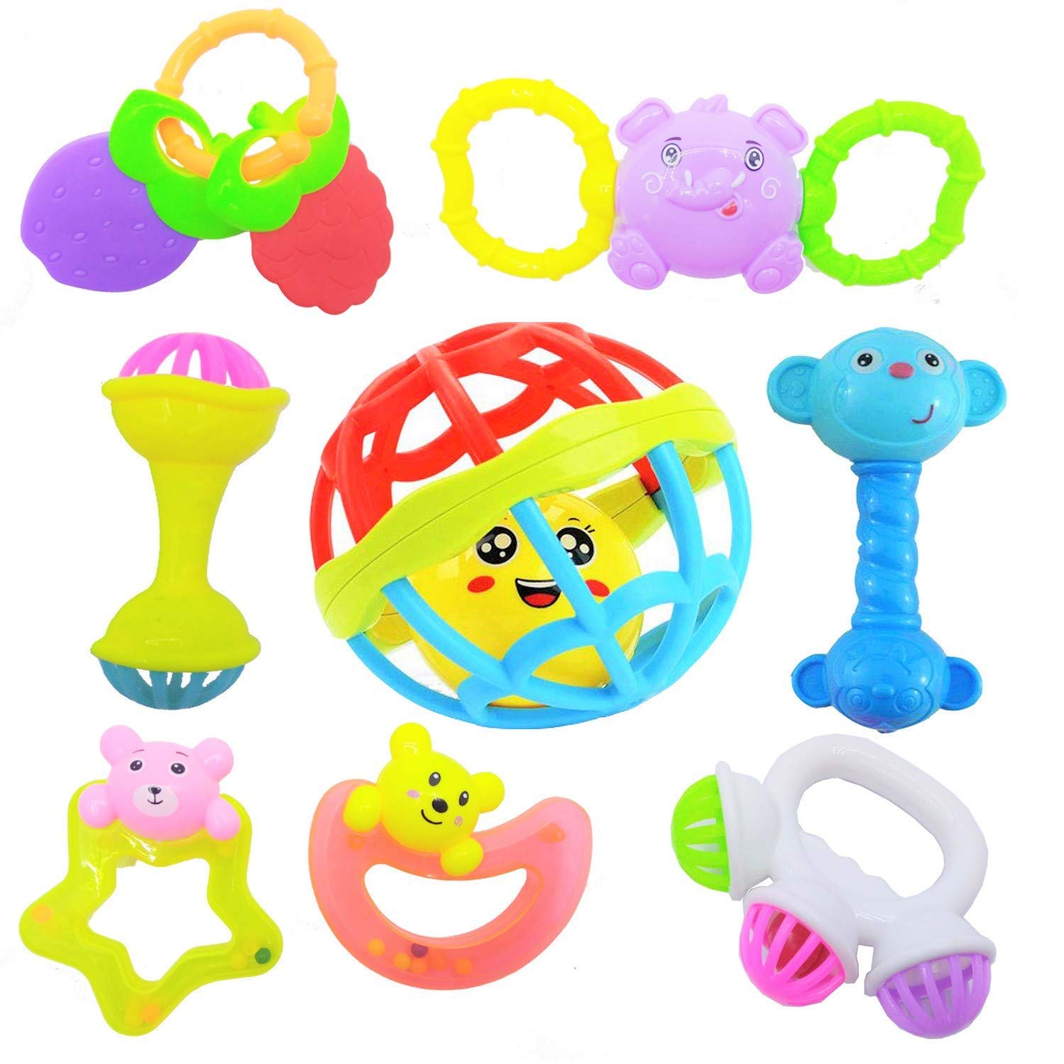 Storio Infant Acrylonitrile Butadiene Styrene (Abs) So Sweet Rattle 3Pcs Packing Non Toxic Bright and Colorful Rattles Baby Boy Girl Toys Set,Multicolor