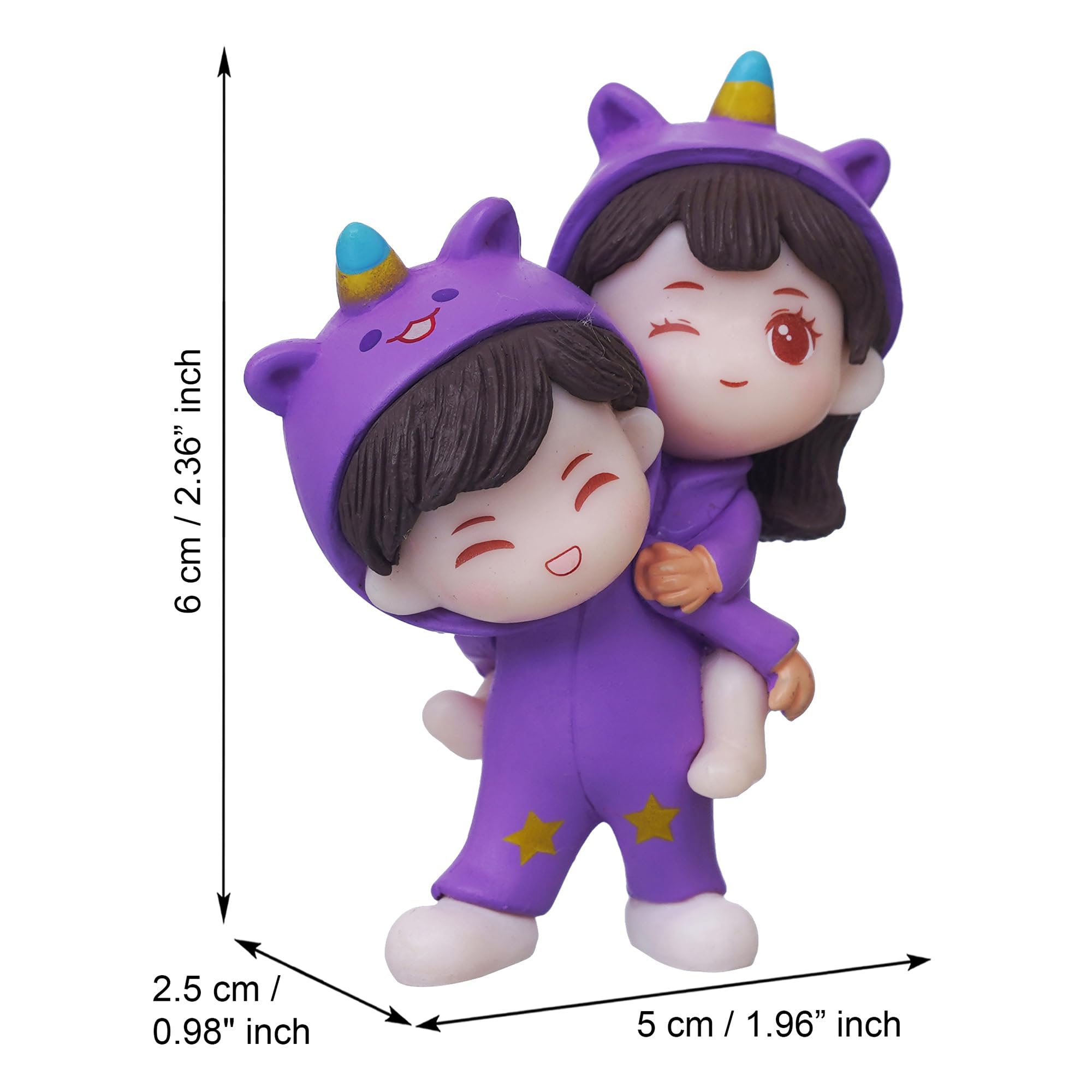 eCraftIndia Valentine Gift for Girlfriend Boyfriend Purple Resin Miniature Cute Couple Statue Girl on Boy's Shoulder Showpiece Valentine Gift for Husband Wife Her Him | Valentines Day Decoration Item image 4
