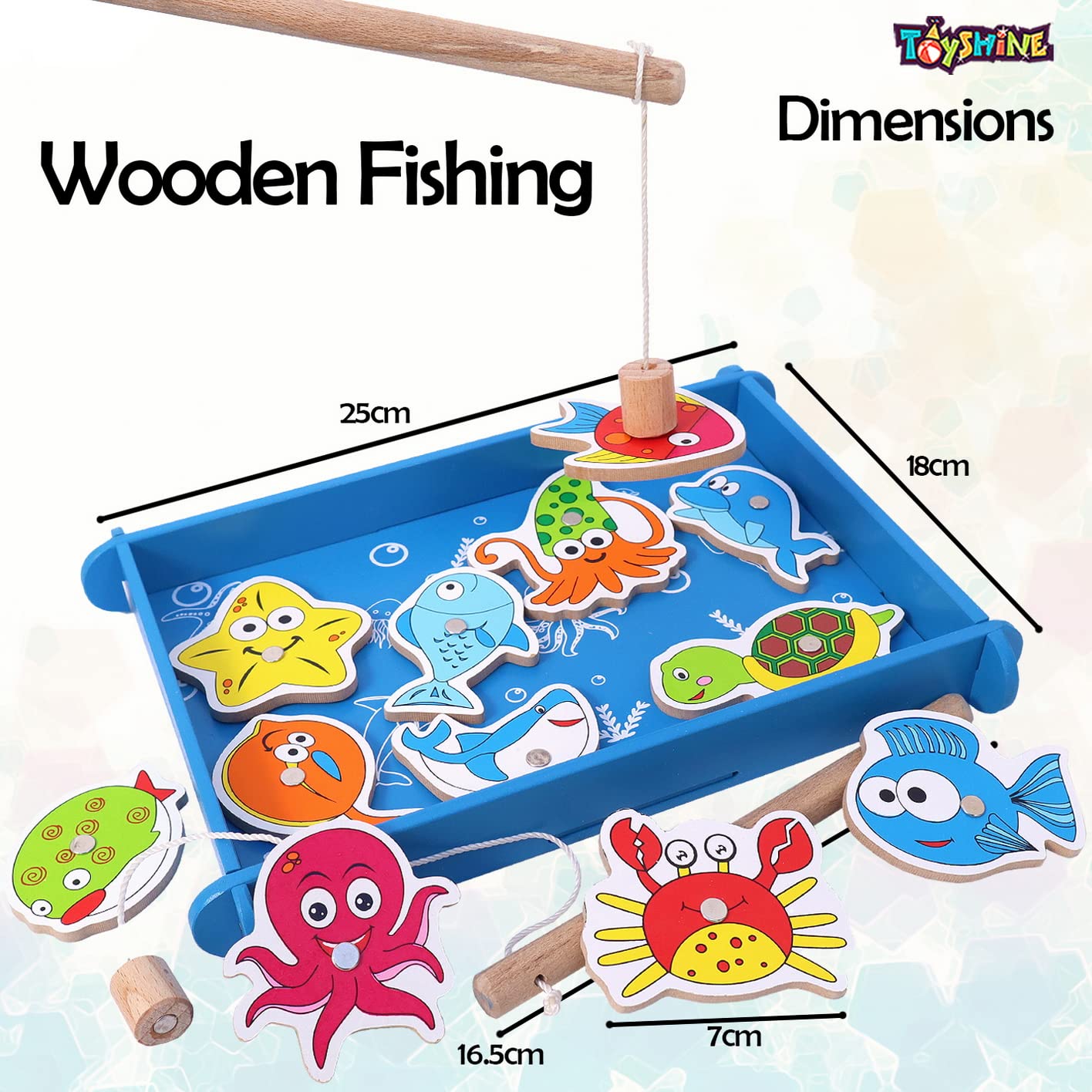 Toyshine Wooden Magnetic Fishing Game Toy with 12 Pcs - Multicolour - Kids image 5