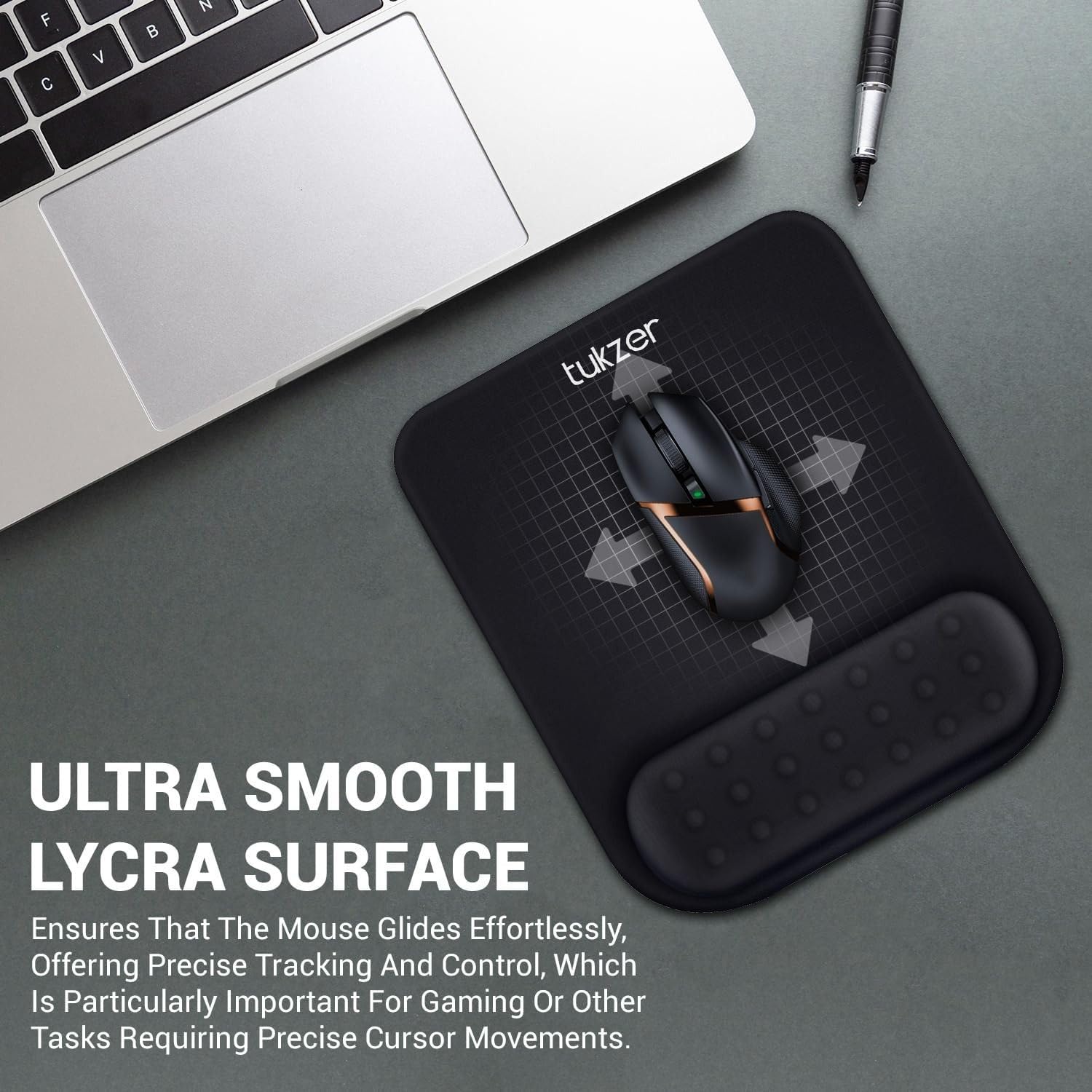 Tukzer Gel Mouse Pad Wrist Rest Memory-Foam Ergonomic Mousepad| Cushion Wrist Support & Pain Relief| Suitable for Gaming, Computer, Laptop, Home & Office Non-Slip Rubber Base (Black) image 3