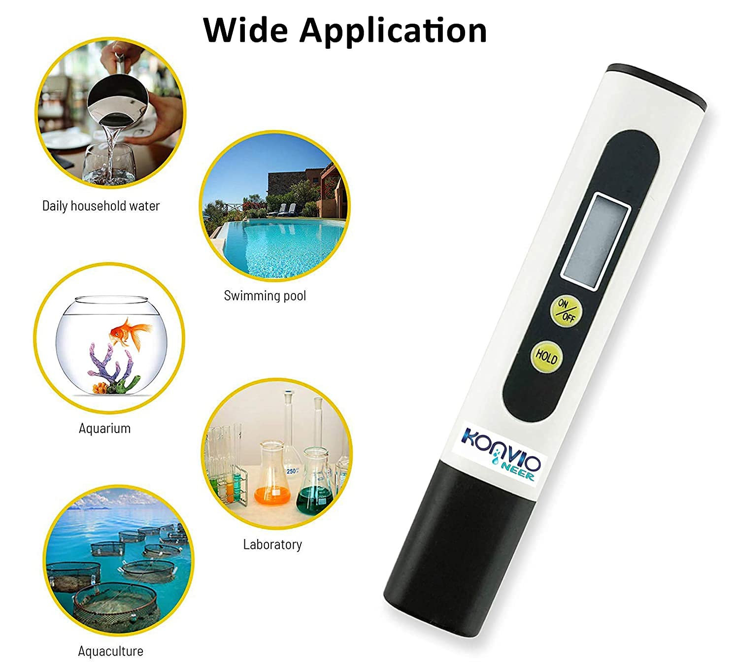 Konvio Neer Imported Tds Meter, Total Dissolved Solids Meter, Water Quality Tester, Ppm Tester For Water Testing - White image 4