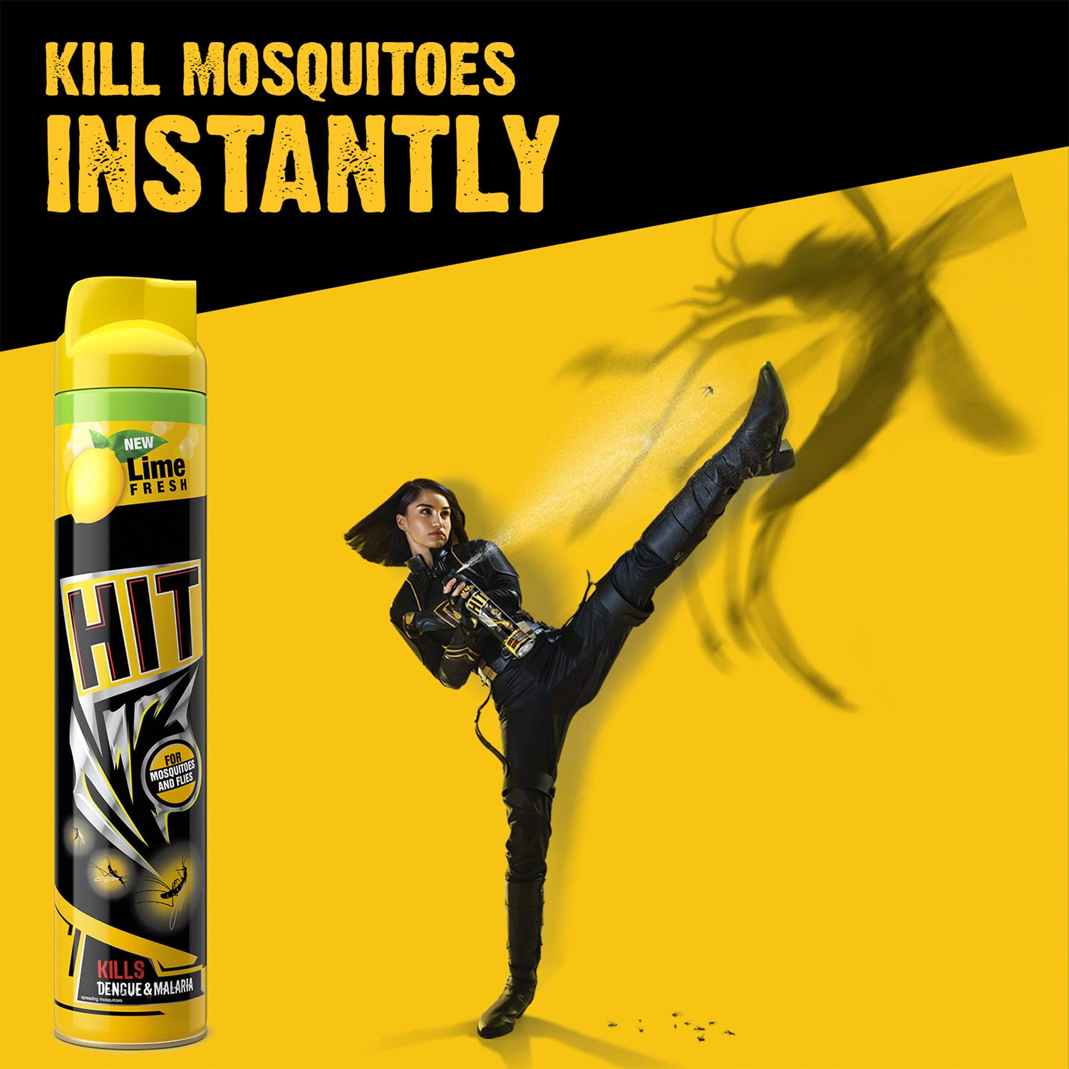 HIT Flying Insect Killer - Mosquito & Fly Killer Spray | Lime Fragrance | Instant Kill | Protection from Dengue & Malaria, 400ml image 3