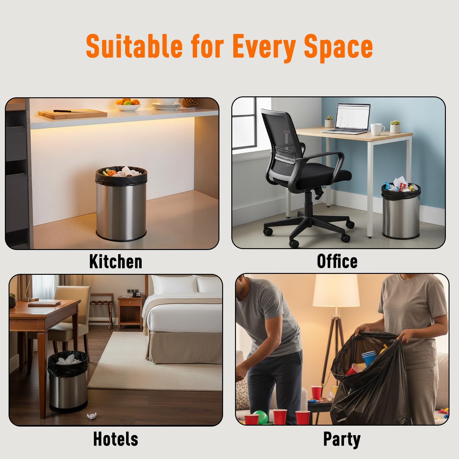 Amazon Brand - Presto! Garbage Bags | Large | 90 Count | 15 Bags X 6 Rolls | 24 X 32 Inches | For Dry & Wet Waste | Black image 4