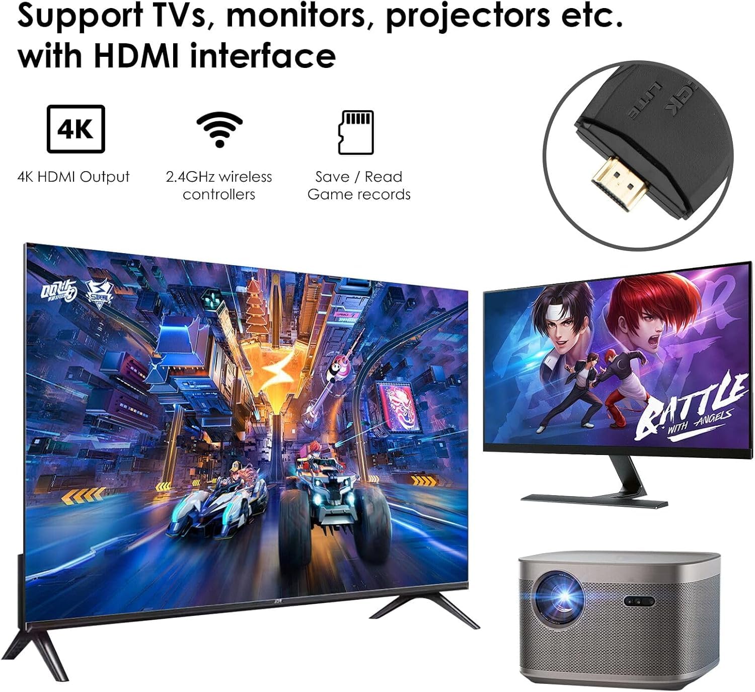 New Video Game for Tv | Video Games for Tv Gaming | Wireless Retro Gaming Console 4K HD | Plug & Play Video Games for TV | 21K+ Games | 10 Emulators | Dual-Players Game Stick for Kids image 5