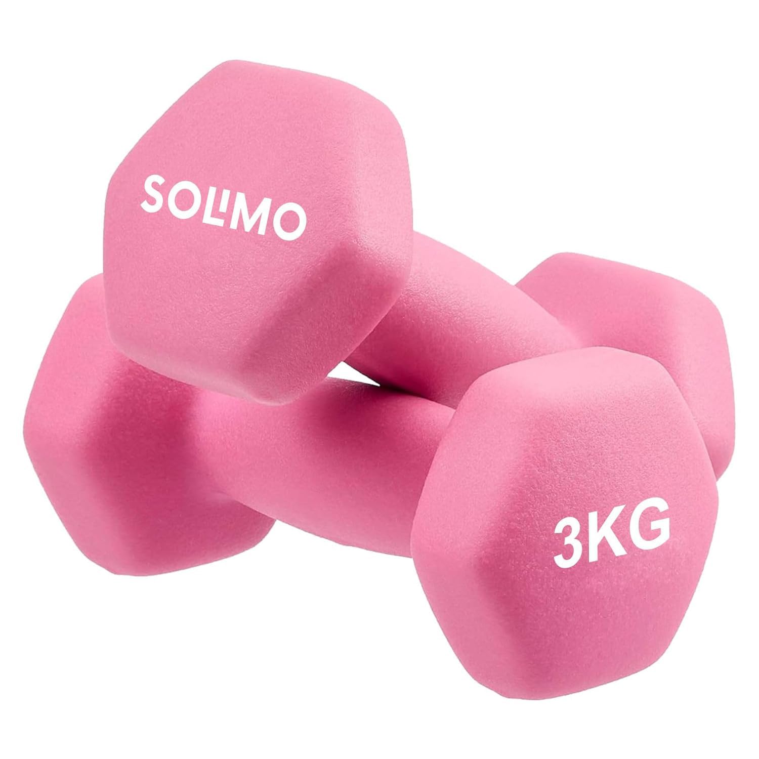 Amazon Brand - Solimo Neoprene Dumbbell 3 Kg, Set of 2 (Light Pink)