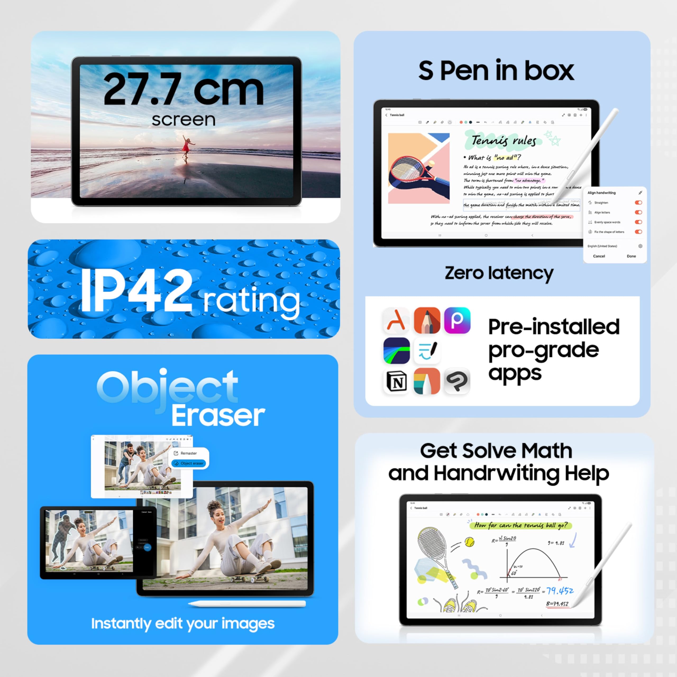 Samsung Galaxy Tab S10 Lite with AI, S Pen in-Box, 27.7 cm (10.9 Inch) Display, Object Eraser, 90Hz Refresh Rate, Pre Loaded Pro Apps, IP42 Rating, 6GB RAM, 128GB Storage, Wi-Fi + 5G Tablet, Gray image 2