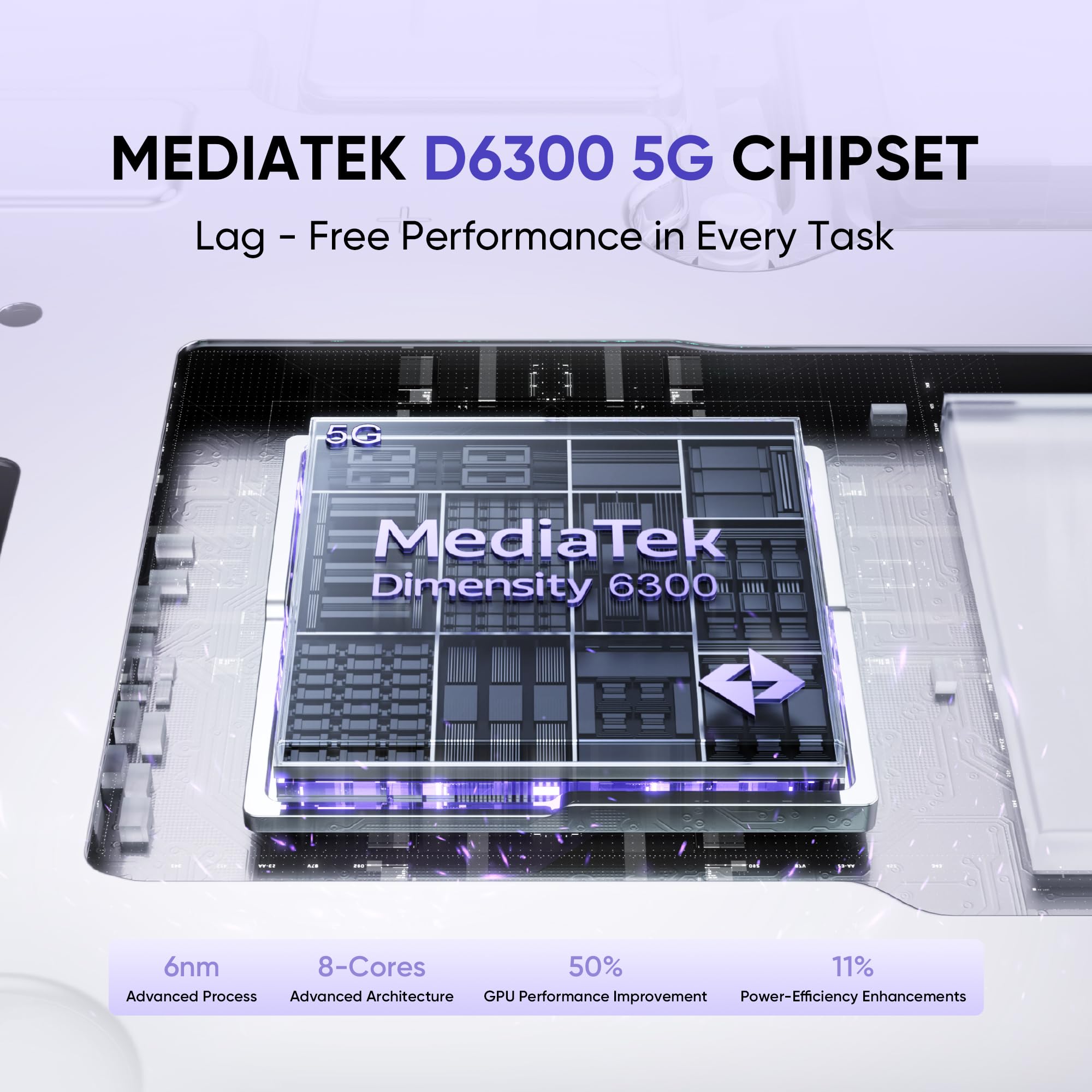 realme NARZO 80 Lite 5G (Crystal Purple, 4GB+128GB) | 6000mAh Long-Lasting Battery | MediaTek Dimensity 6300 5G | AI Assist | IP64 Rated Water & Dust Resistance | Military-Grade Durability image 5