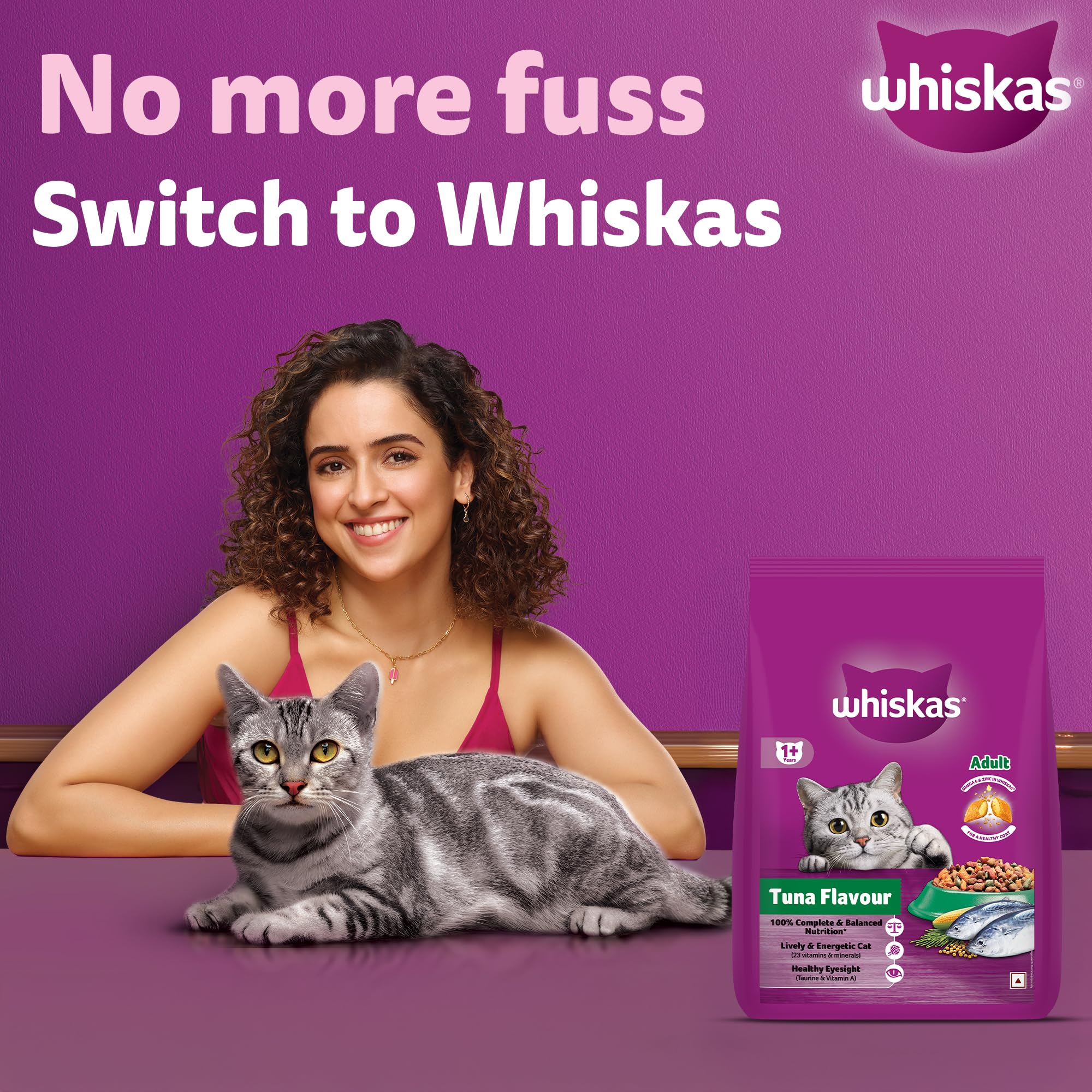 Whiskas Adult (1+ Years) Dry Cat Food, Tuna Flavour, 3 kg, Contains 41 Essential Nutrients, Complete & Balanced Nutrition for Adult Cats image 2
