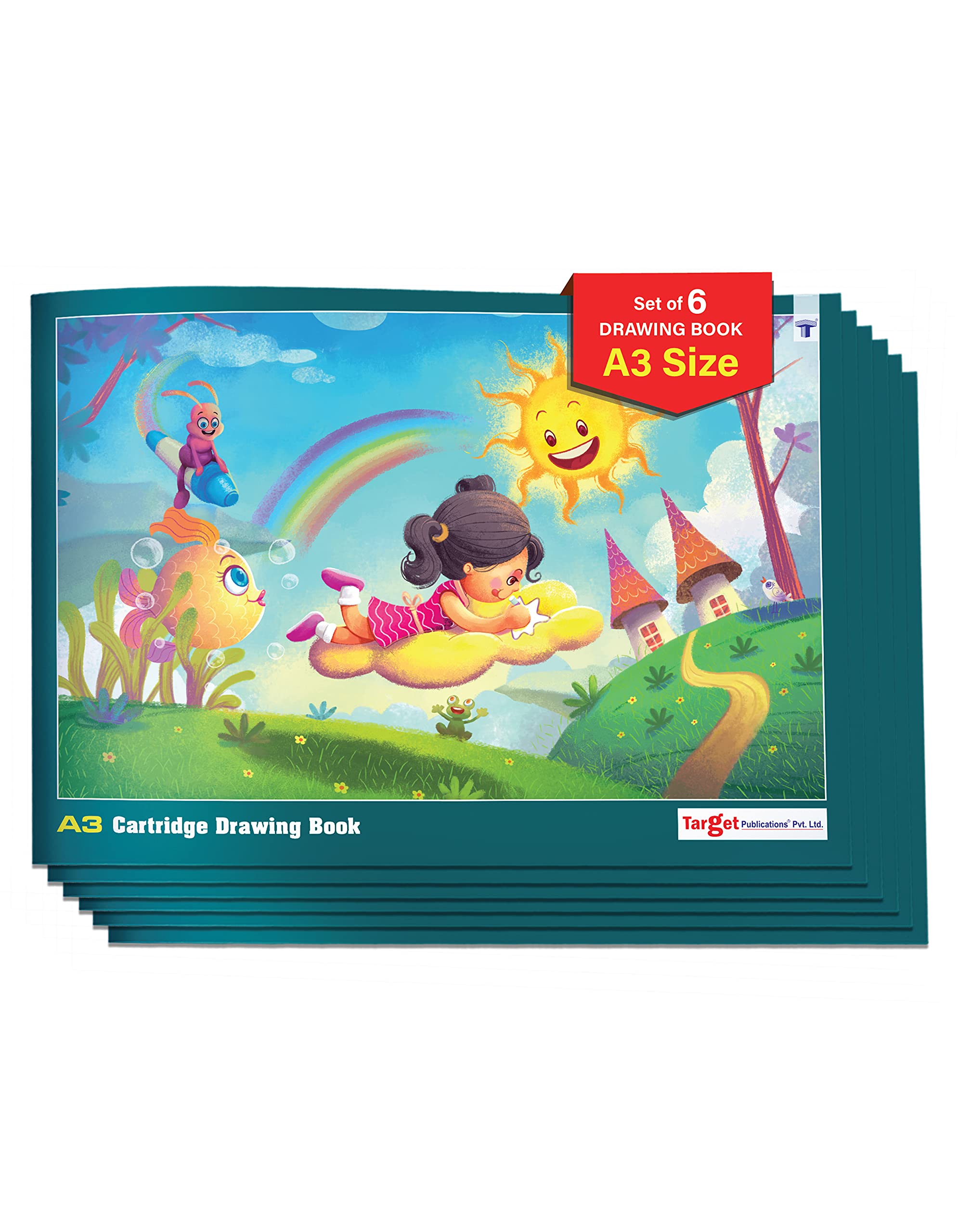 A3 Drawing Book for Artists, Kids | A3 Sketch Book| 34 White Blank Plain Pages | Soft Bound | 42 x 29.7 cm| Sketching, Colouring, Painting | Pack of 6