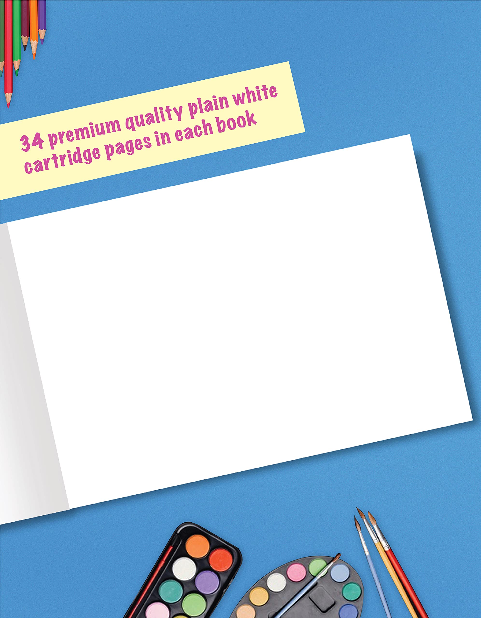 A3 Drawing Book for Artists, Kids | A3 Sketch Book| 34 White Blank Plain Pages | Soft Bound | 42 x 29.7 cm| Sketching, Colouring, Painting | Pack of 6 image 2