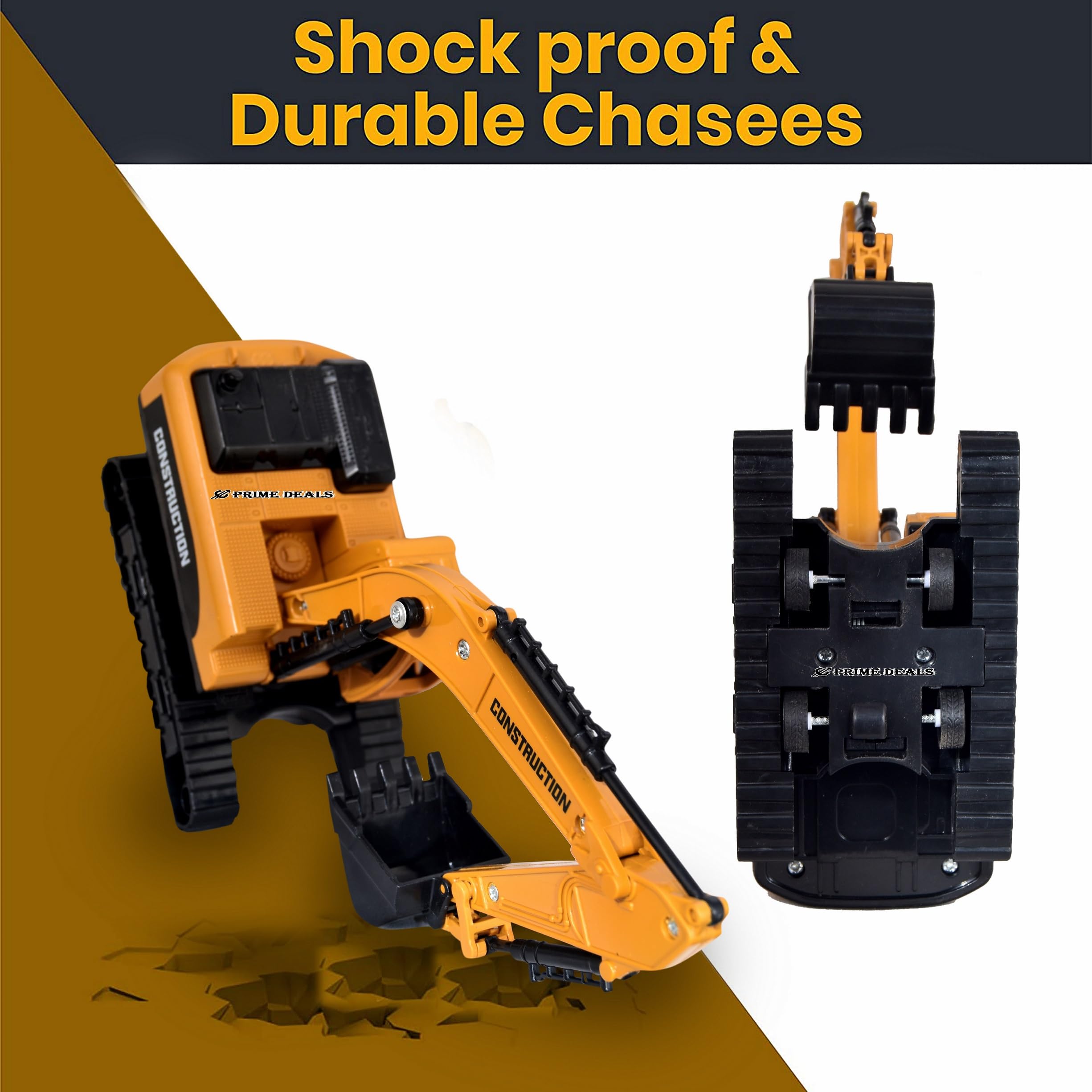 PRIME DEALS Crane Excavator Construction Toy Vehicle for Kids- Yellow (Excavator Model 1) image 3