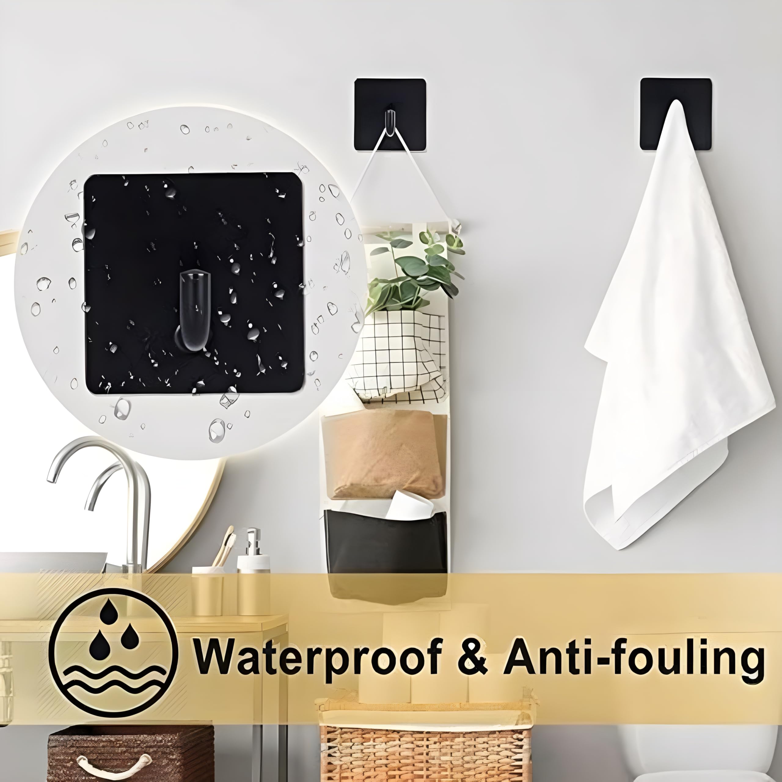 JIALTO 4 PCS Self Adhesive Hooks/Wall Hangings Hook/Waterproof Stainless Steel Hooks for Wall Without Drilling Heavy Duty Bathroom Kitchen Towel Wall Hooks for Hanging Strong Coat (J Hook Black) image 4