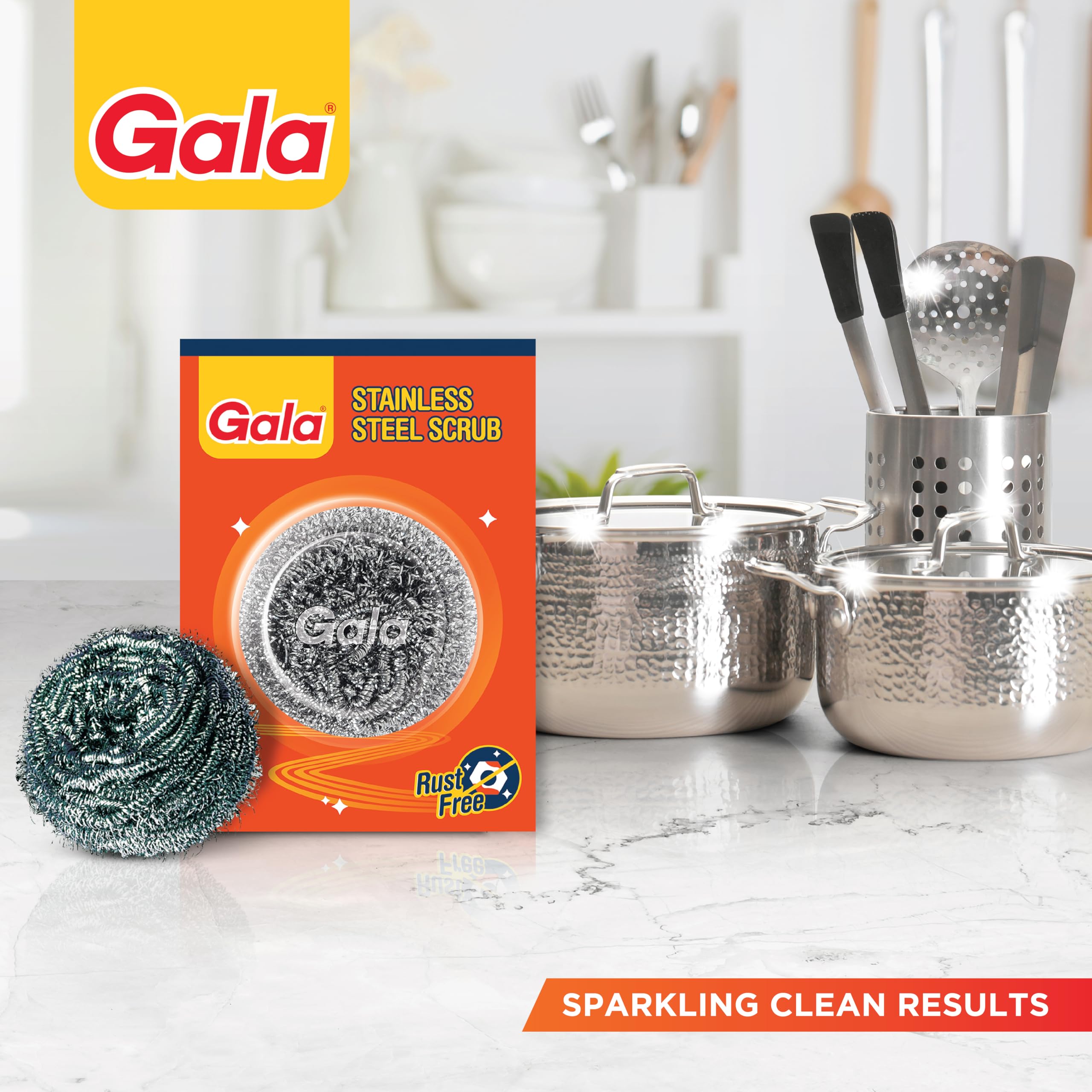 Gala Stainless Steel Scrubber - 1 Piece for Kitchen Utensils Cleaning image 5