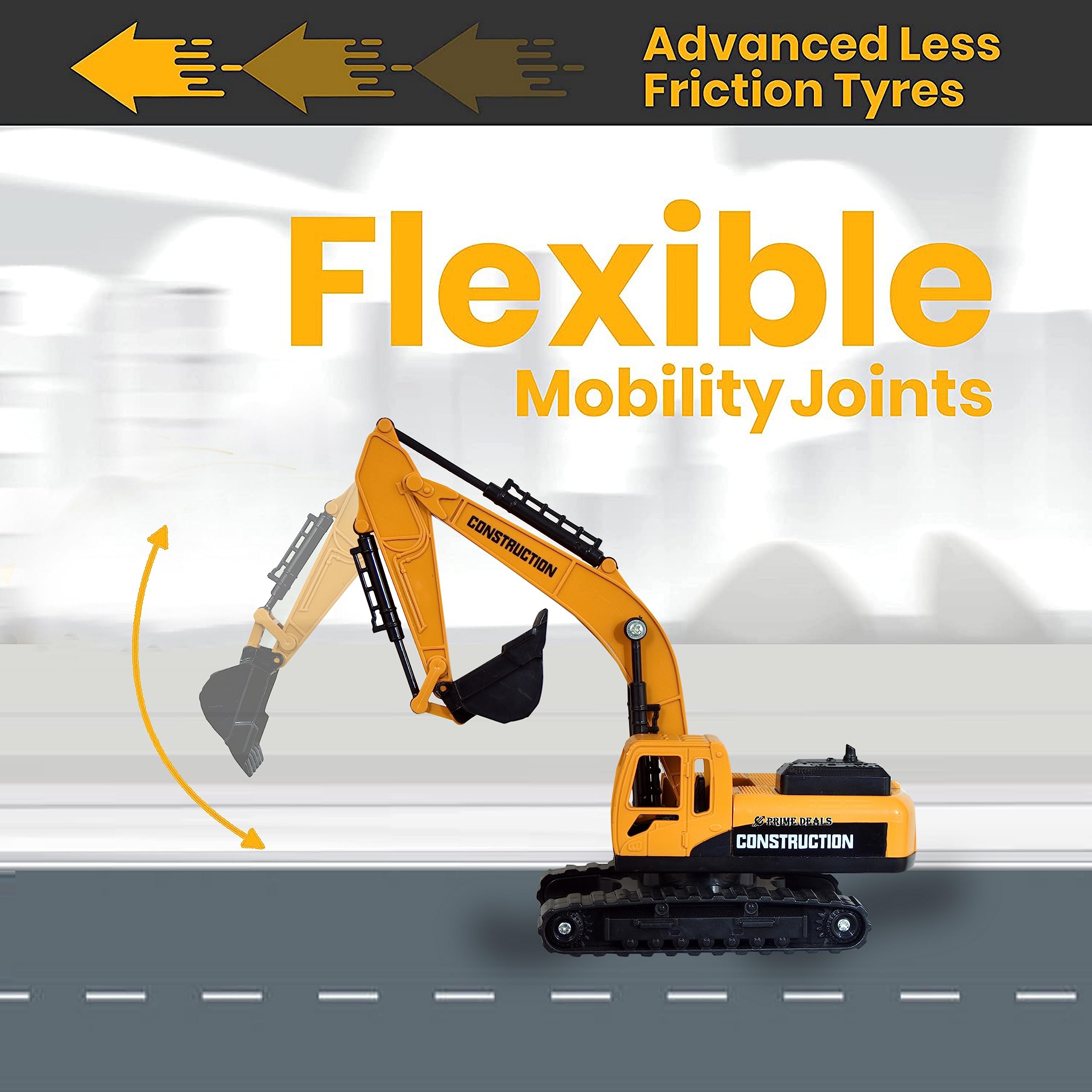 PRIME DEALS Crane Excavator Construction Toy Vehicle for Kids- Yellow (Excavator Model 1) image 2