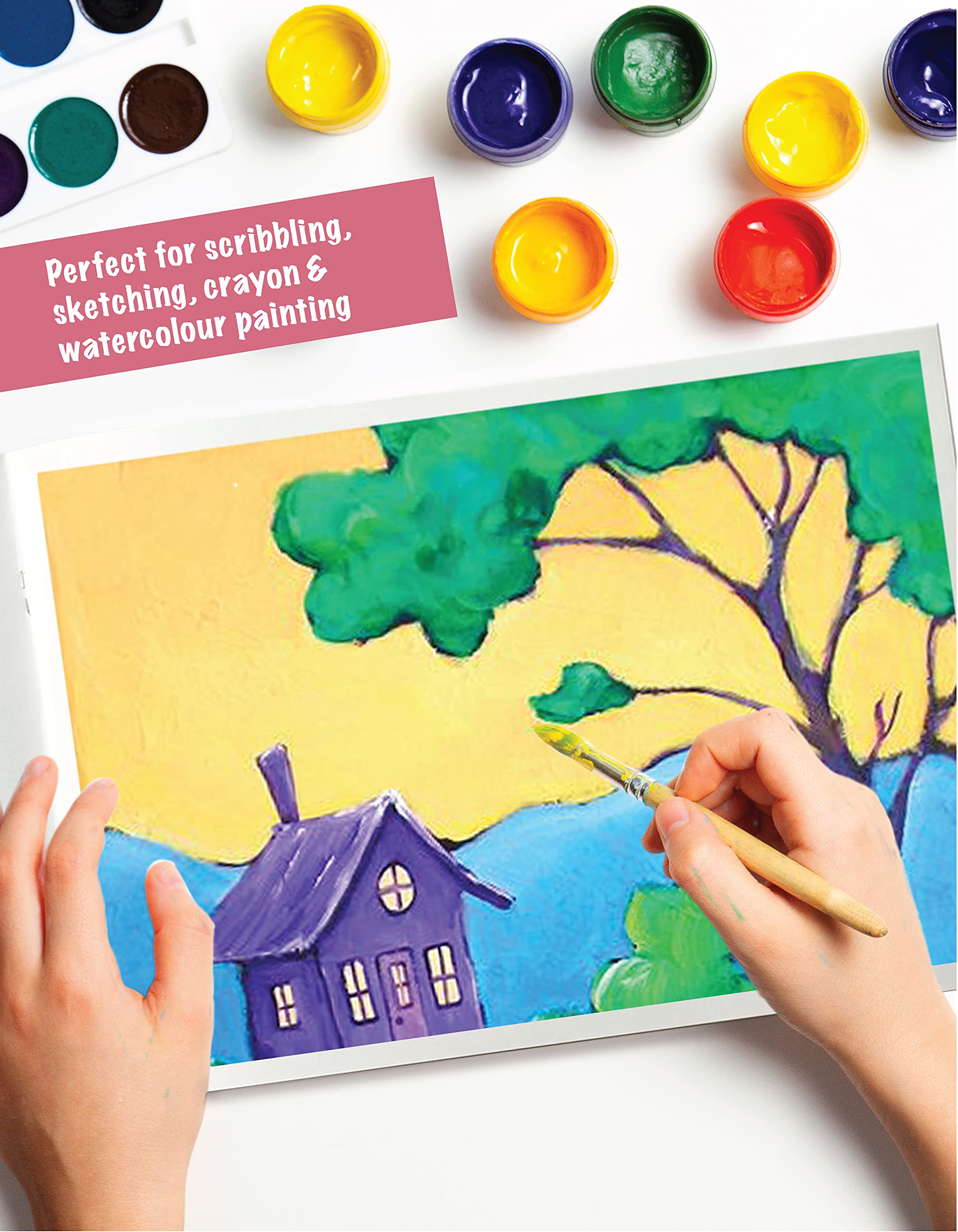 A3 Drawing Book for Artists, Kids | A3 Sketch Book| 34 White Blank Plain Pages | Soft Bound | 42 x 29.7 cm| Sketching, Colouring, Painting | Pack of 6 image 4