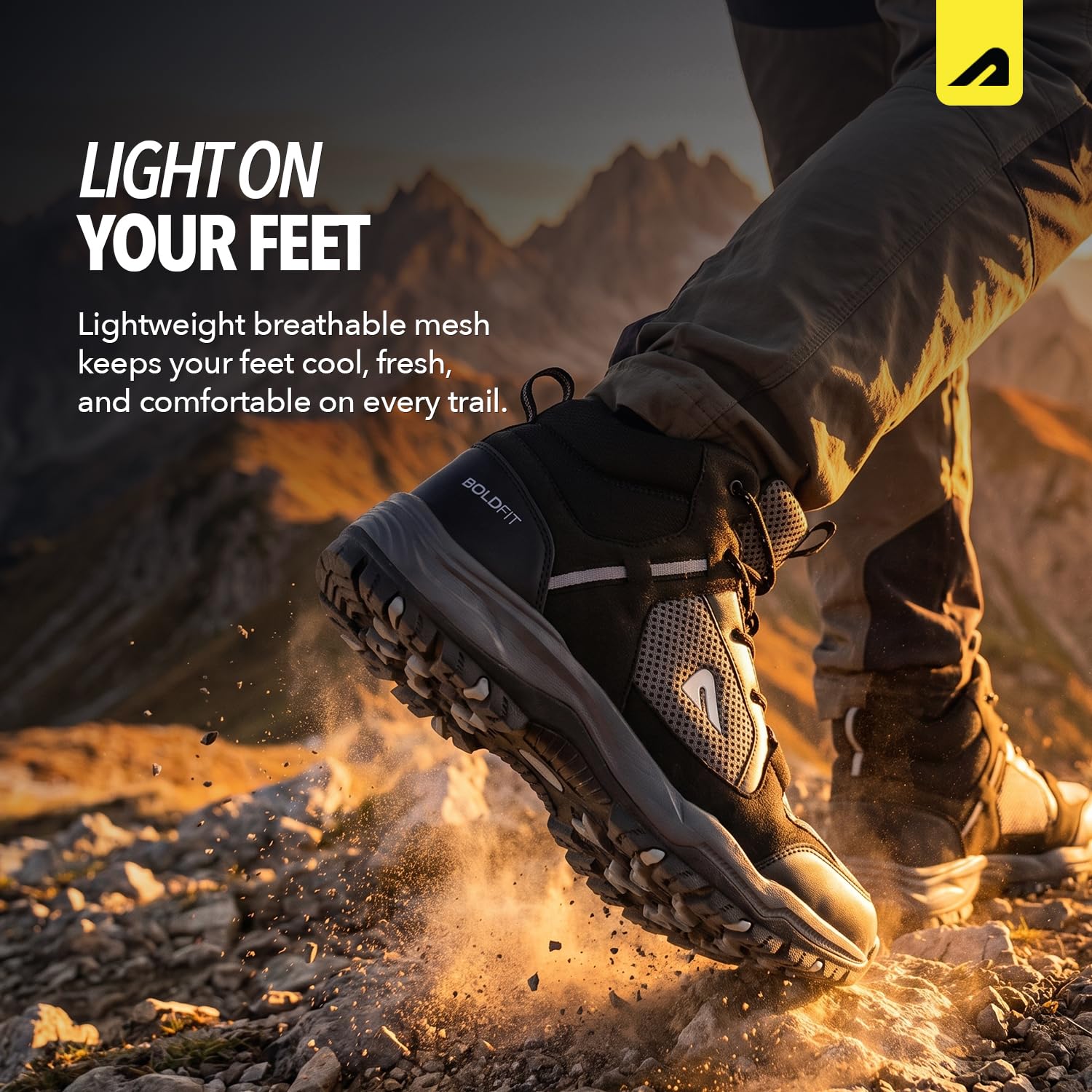 Boldfit Trekking Shoes for Man Outdoor Hiking Shoes for Man High Neck Footwear for Men Anti Skid Trekking Boots Water Repellent for Men Breathable Hiking Boots Riding Shoe for Bikers laceup Biker shoe image 5