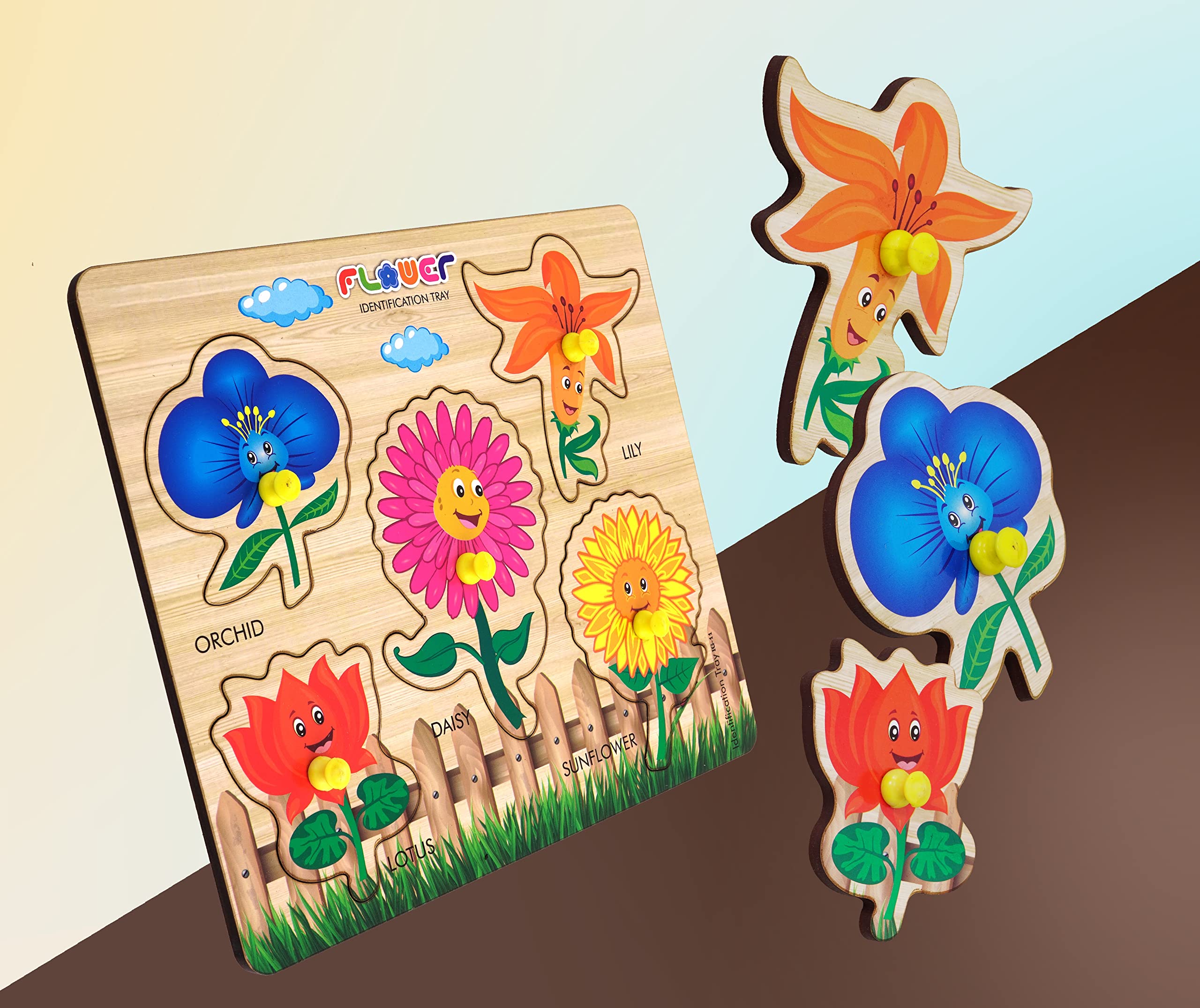 Lefan Wooden Puzzles (Flower Wooden) – Montessori Educational Puzzle Toy for Kids, Early Learning Shape & Color Recognition, Fine Motor Skills Development for Toddlers Boys & Girls image 5