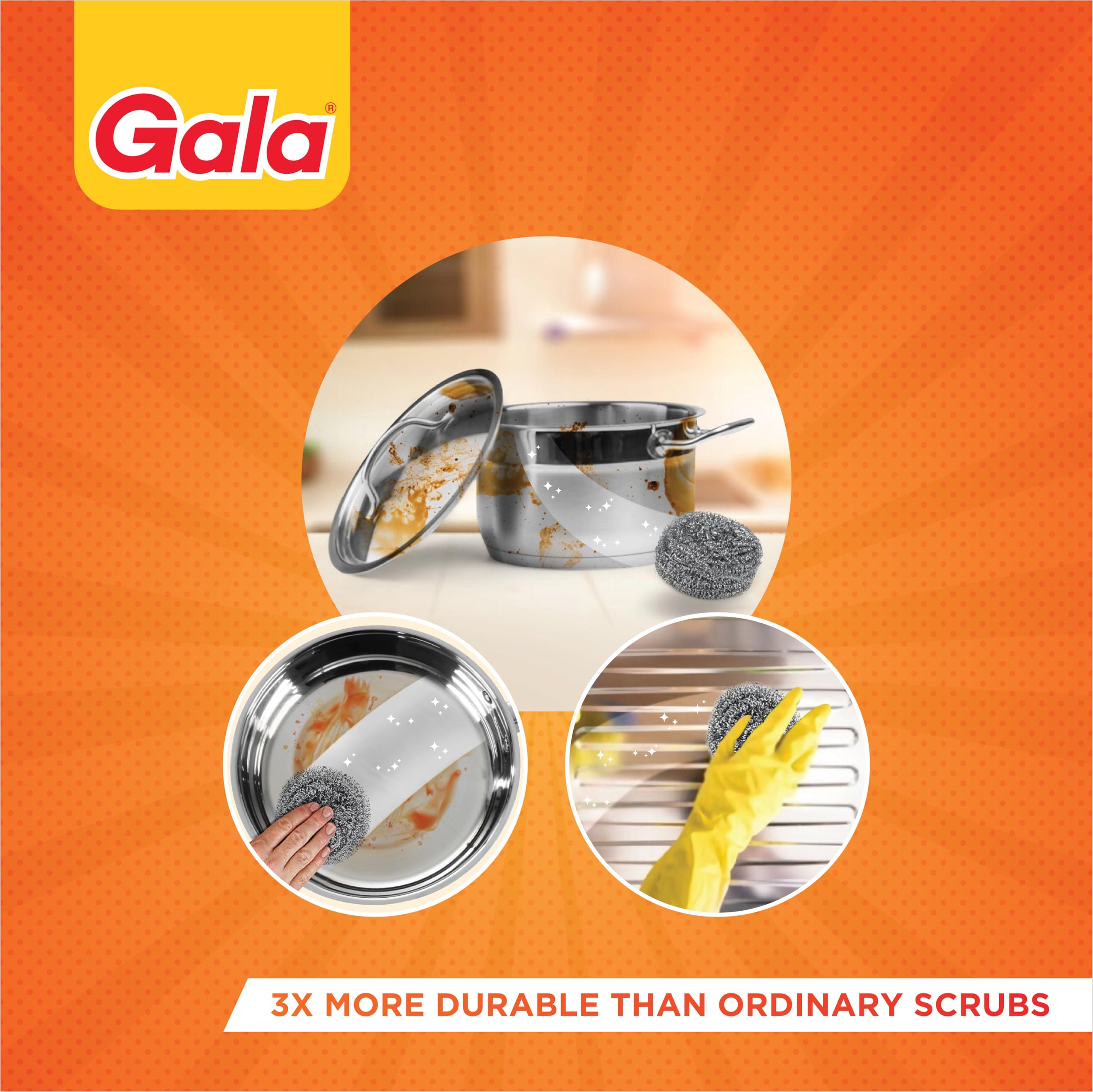 Gala Stainless Steel Scrubber - 1 Piece for Kitchen Utensils Cleaning image 4