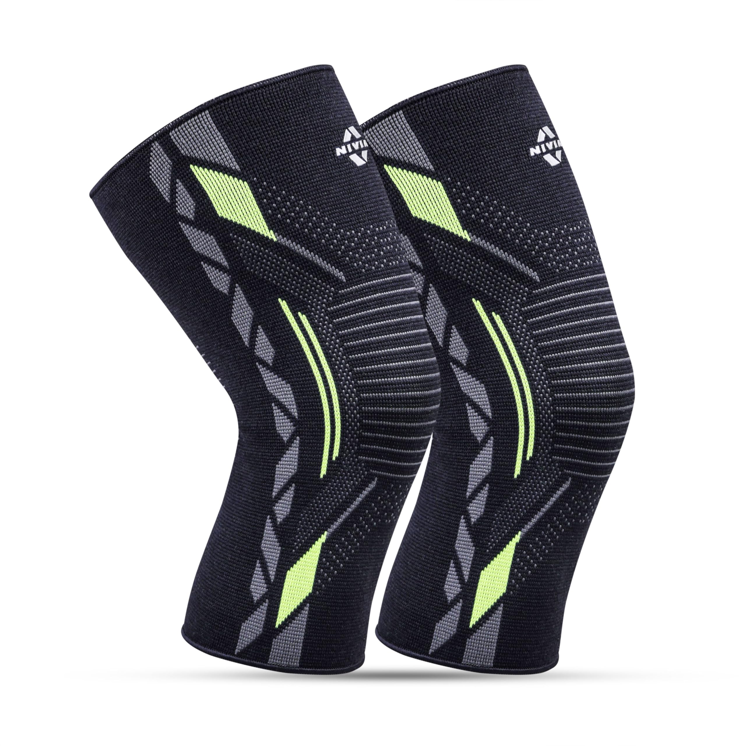 Nivia Knitted Knee Support, for Men, for Gym, Knee Sleeves, Knee Braces Pair for Sports & Workout, Knee Cap, Knee Compression Knee Supporter for Exercise, Running, Cycling