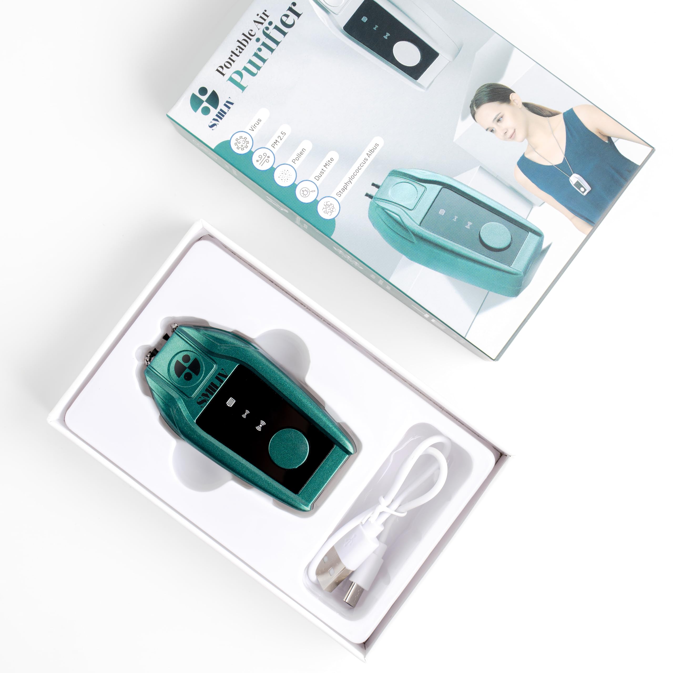 Portable Air Purifier – 99% Efficient | Wearable with Lanyard | Type-C Rechargeable | Eliminates Pollution, Dust, Bacteria | Compact – Silver & Green (Green) image 5