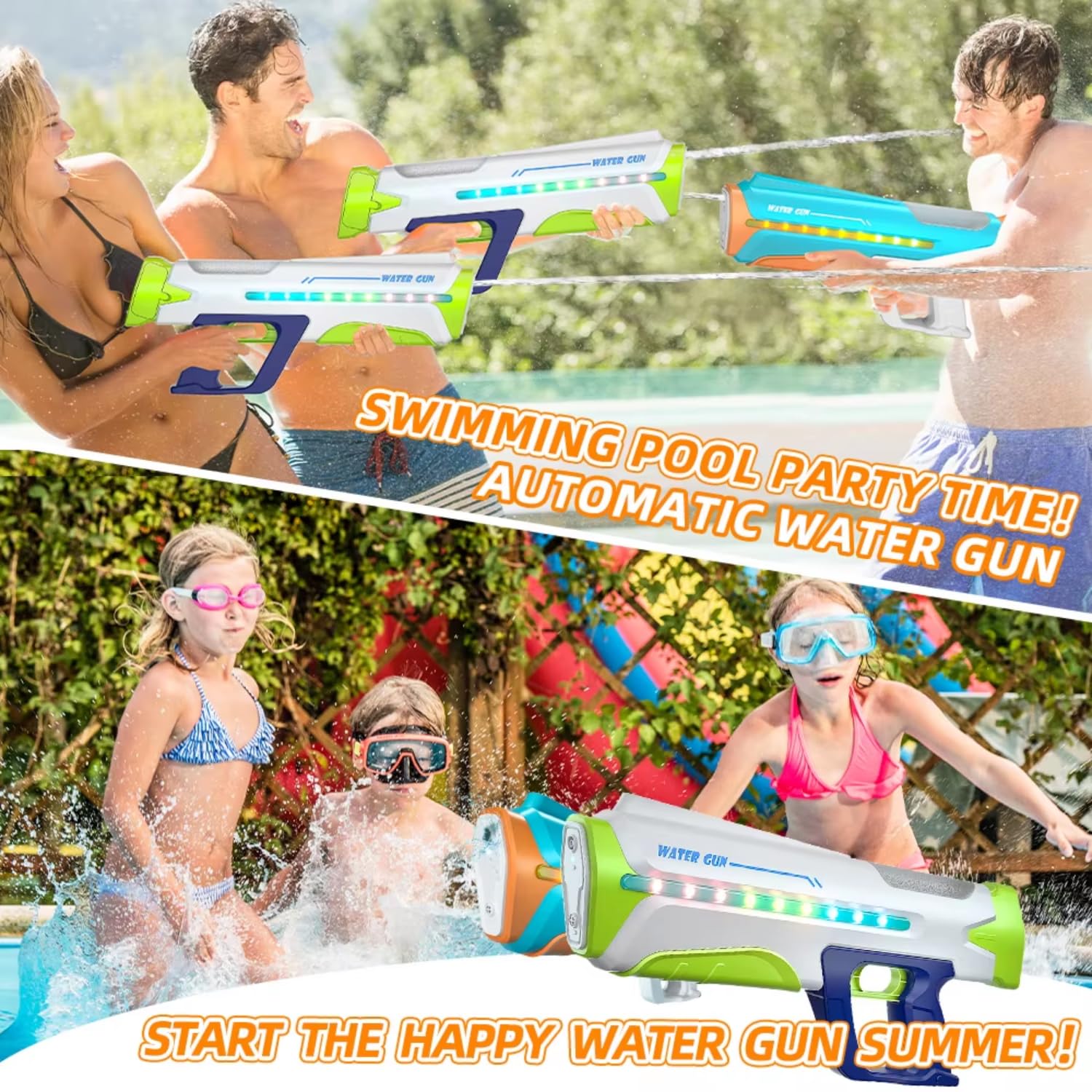 Storio Rechargeable Electric Automatic Continuous Shooting High Pressure High Power Holi Pichkari Water Gun Toy for Kids - Auto Suction, 25-32Ft Range, Self-Filling image 3