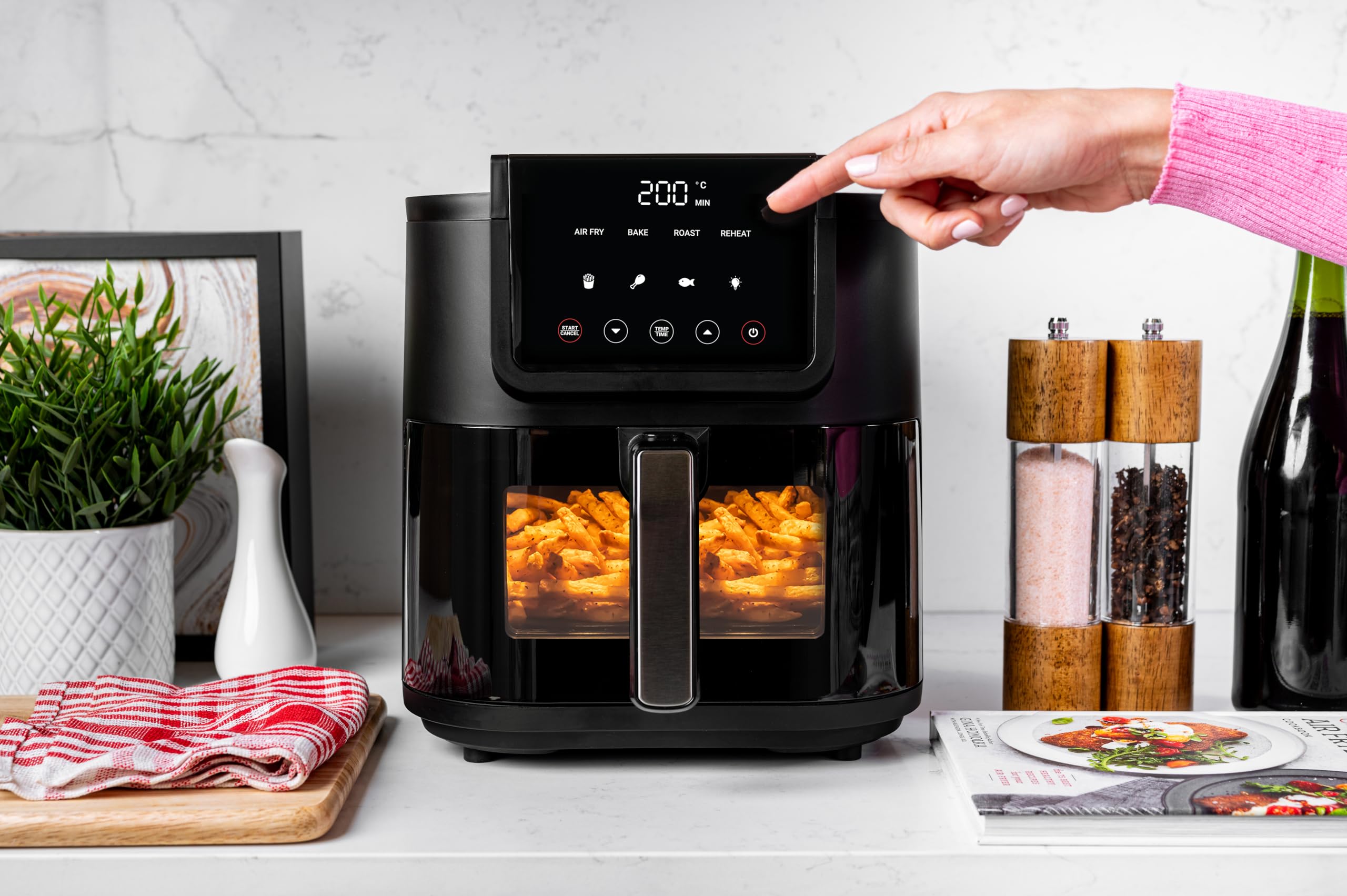 Nutricook 5L Air Fryer Slim (2025) with 100% Toxin-Free Ceramic Coating—No PTFE, PFAS, PFOA or Microplastics, Clear Window, Light & Large Basket | 1500W, 4 Presets, 2-Year Warranty image 2