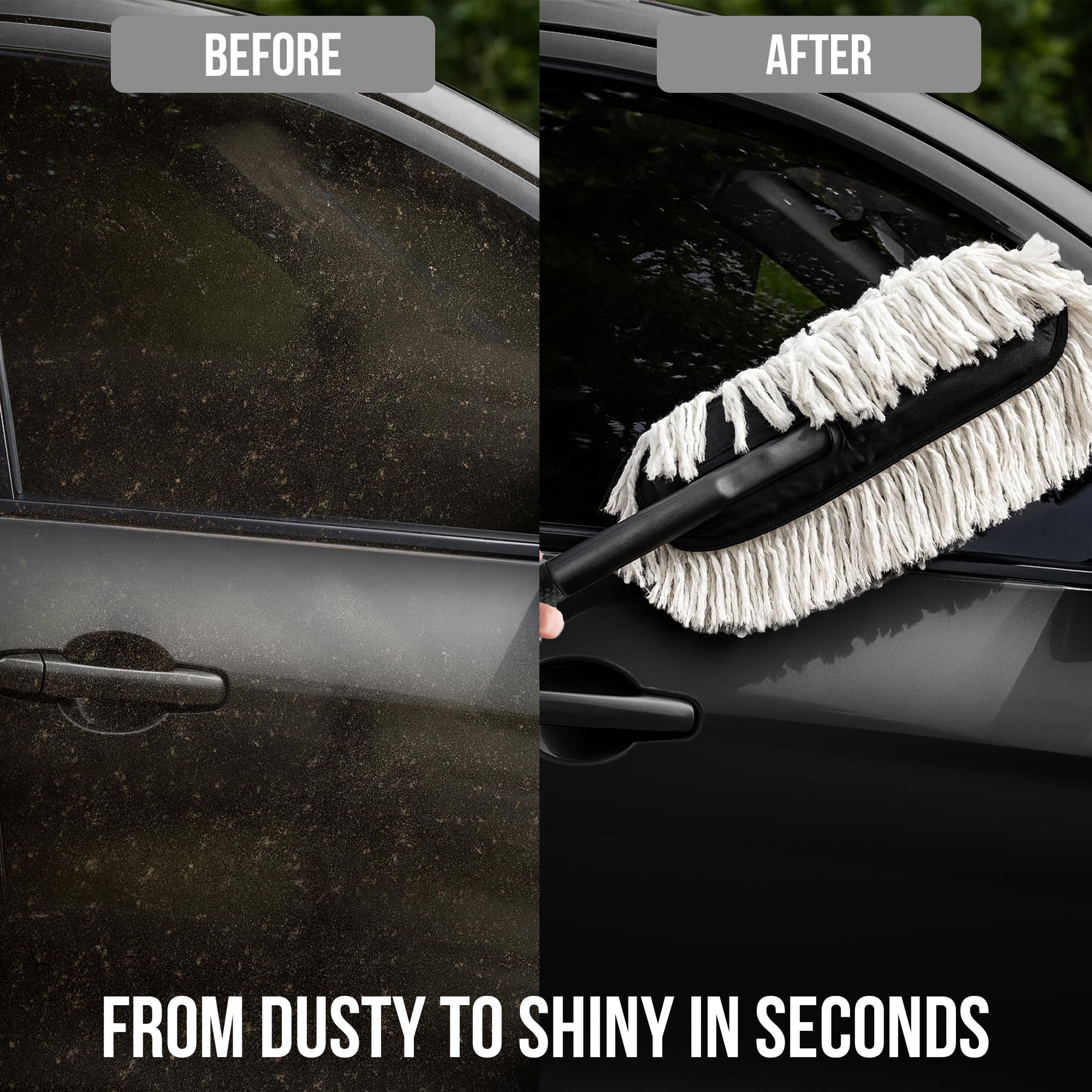 ShineXPro Car Duster - Lint-Free & Scratch-Free Car Cleaner Brush with Long Handle - Car Dust Cleaner features Paraffin Wax Coating for 2x better Cleaning Performance - Car Cleaning Brush for Exterior image 3