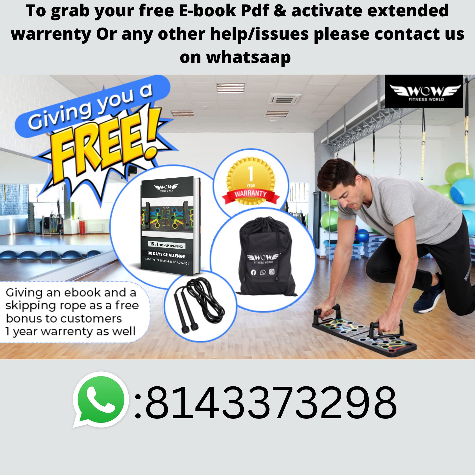 Pushup Board with Ebook training guide(Downloadable) -15 in 1 Pushup Board for Men & Women - Foldable Push-up Board and Push up bar System - Push up Board for Men - Flex Board (PUSH UP BOARD COMBO) image 2