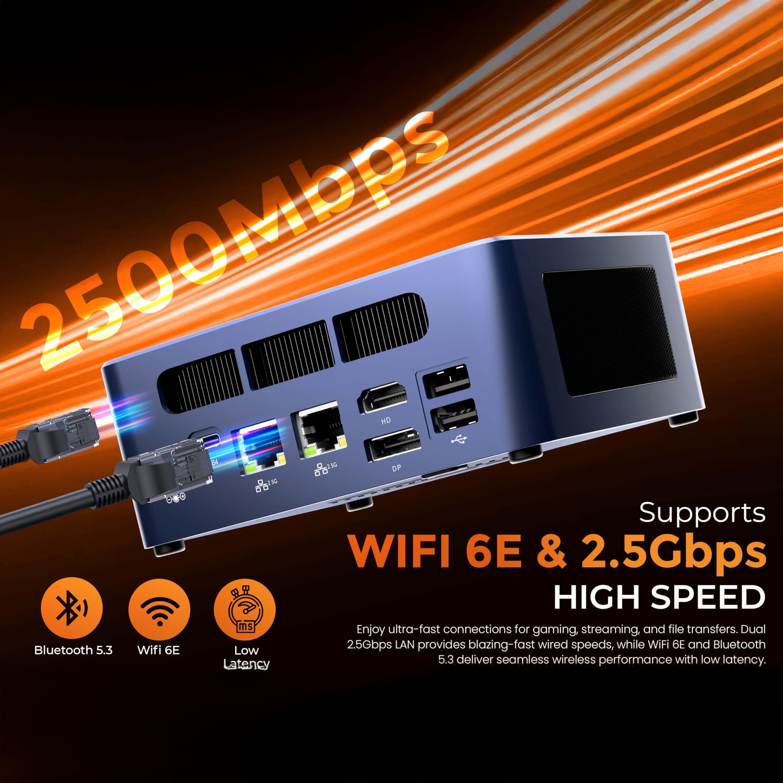 SKULLSAINTS Fury Compact Mini PC with Ryzen 7840HS, Radeon 780M Graphics, USB4 8K Support, Dual 2.5G LAN, and Wi-Fi 6E, BT5.3, Triple Display image 5