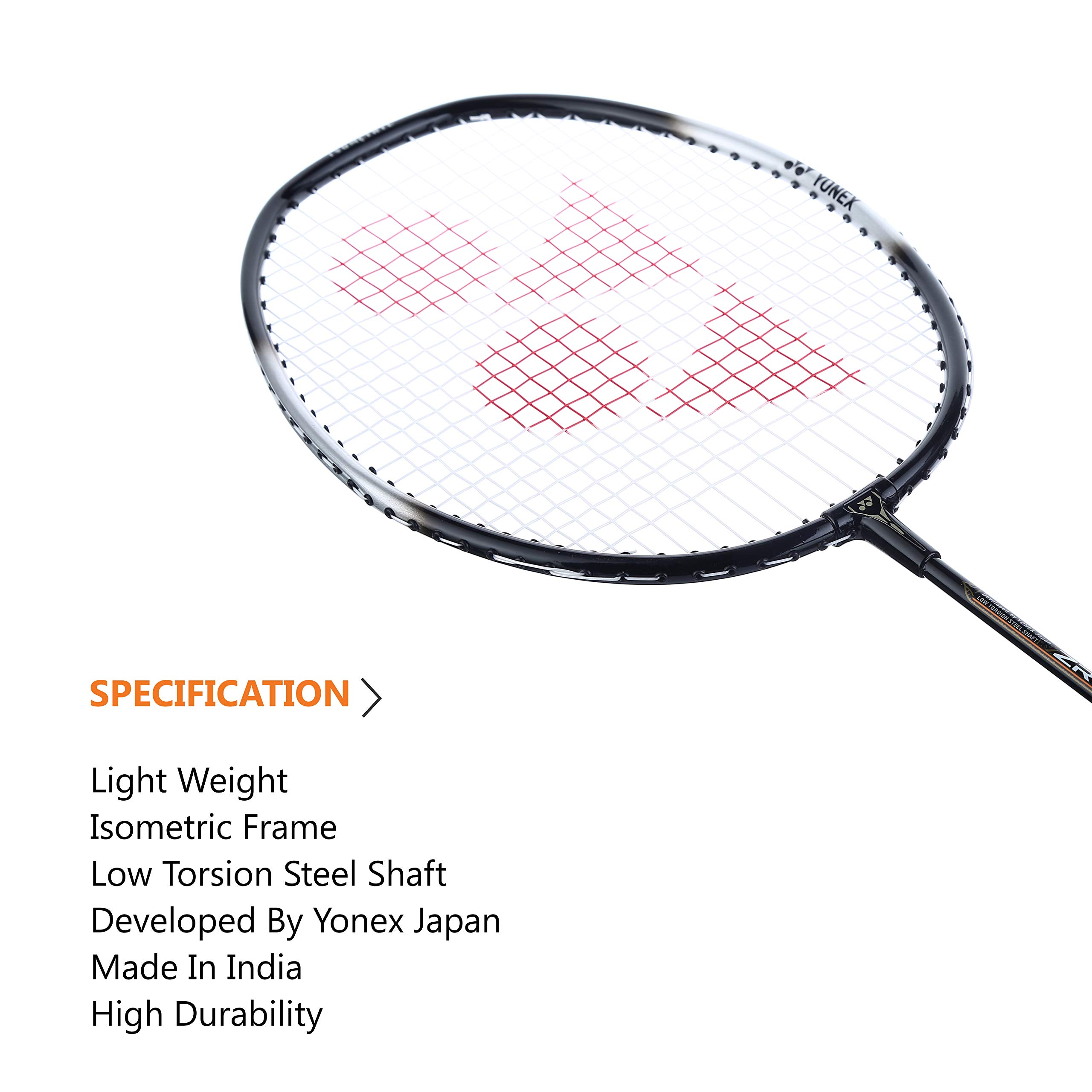 Yonex ZR 100 Light Aluminium Badminton Racquet with Full Cover | Made in India (Black,Pack of 1) image 4
