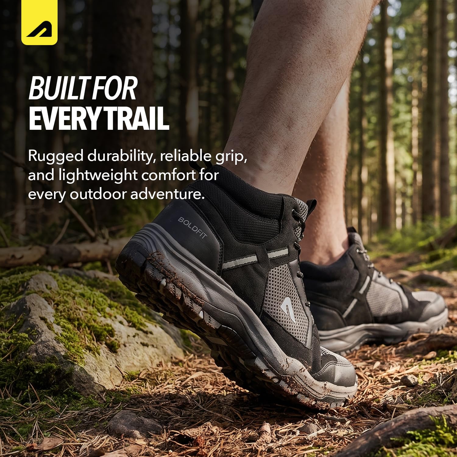Boldfit Trekking Shoes for Man Outdoor Hiking Shoes for Man High Neck Footwear for Men Anti Skid Trekking Boots Water Repellent for Men Breathable Hiking Boots Riding Shoe for Bikers laceup Biker shoe image 3