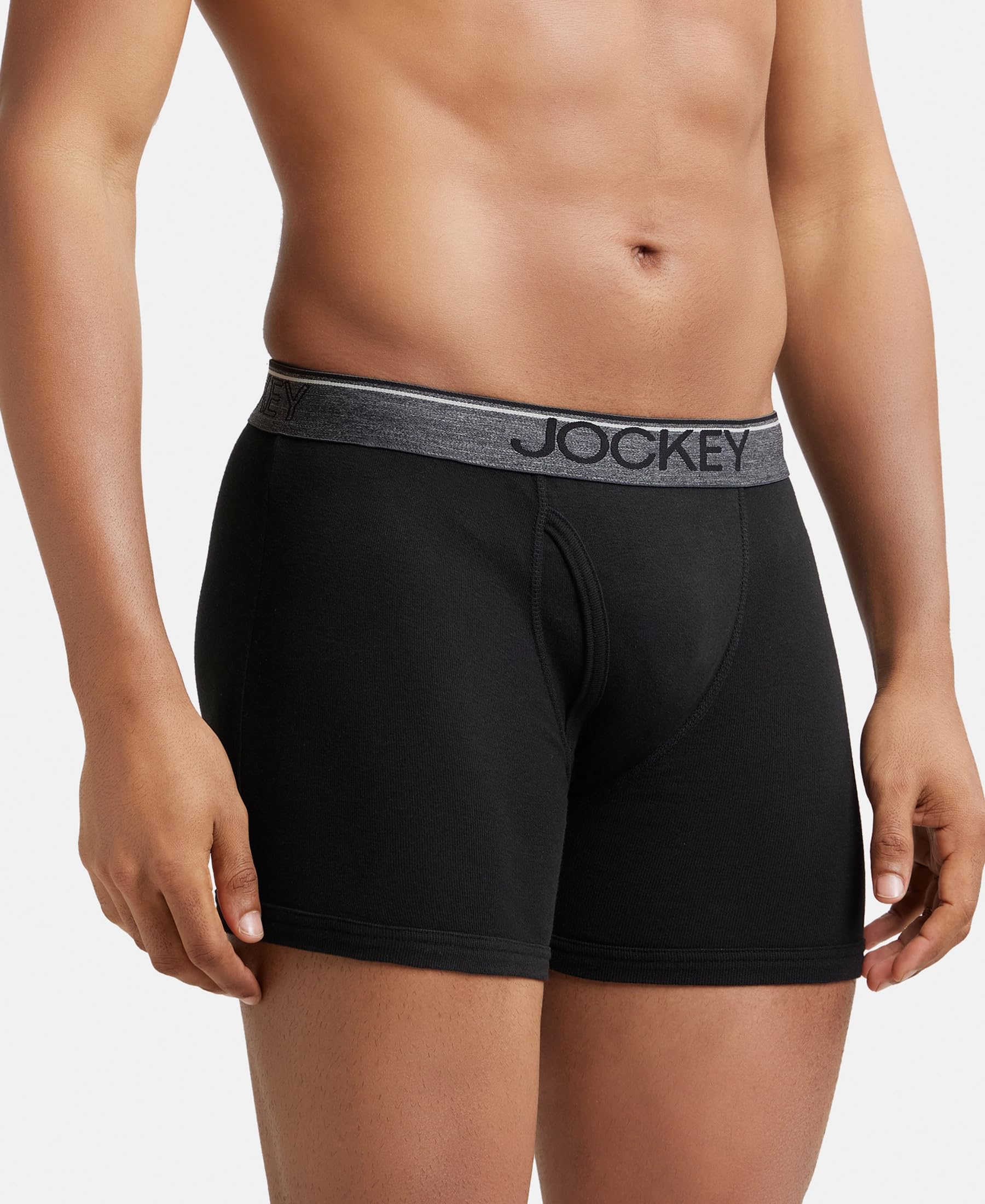 Jockey 8009 Men's Super Combed Cotton Rib Solid Boxer Brief with Ultrasoft Waistband (Pack of 3) image 3