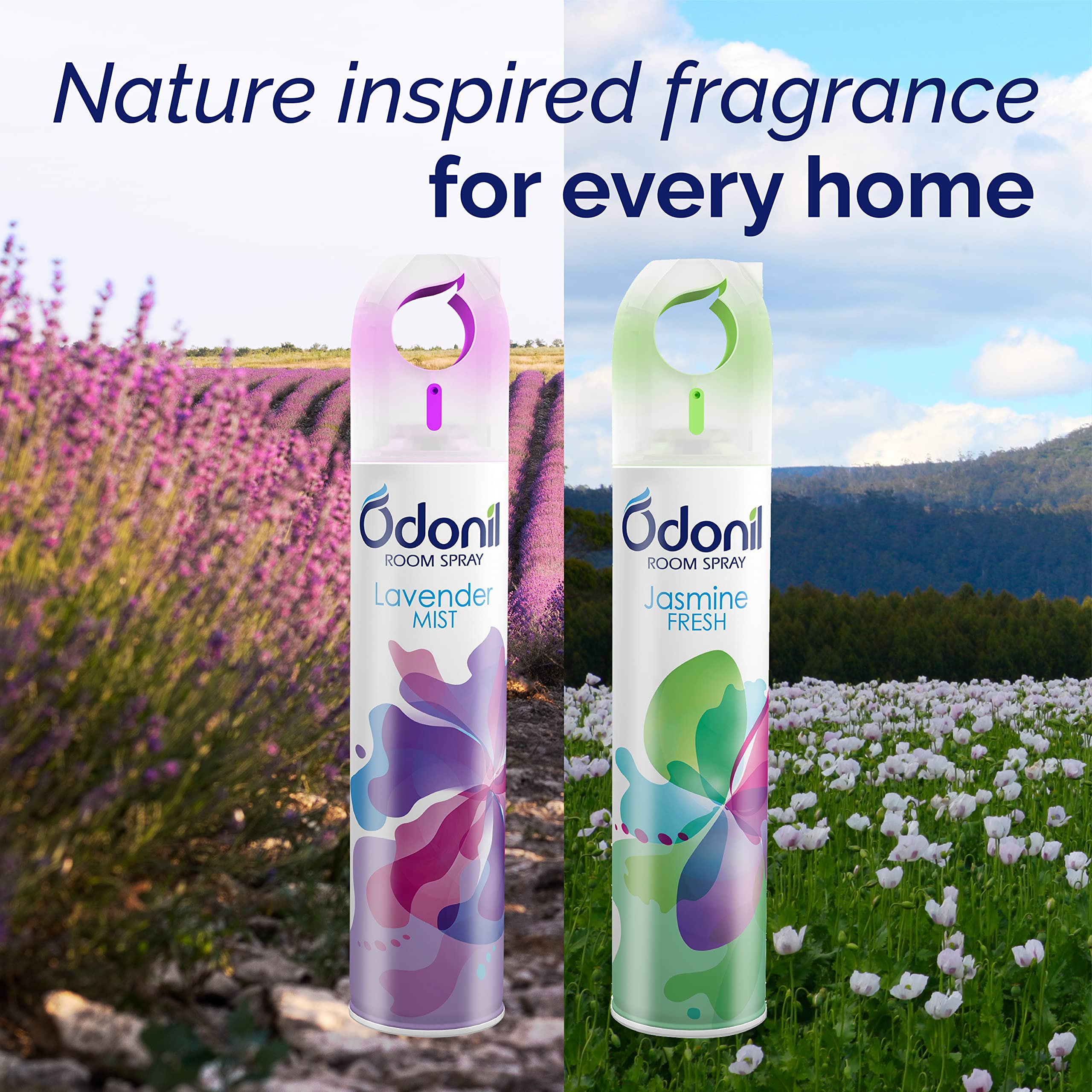 Odonil Air Freshener Room Spray - 440 ml Combo (Pack of 2, 220ml each) | Lavender Mist & Jasmine Fresh | Nature Inspired Fragrance for Home & Office | Long Lasting Fragrance | Instant Freshness image 4