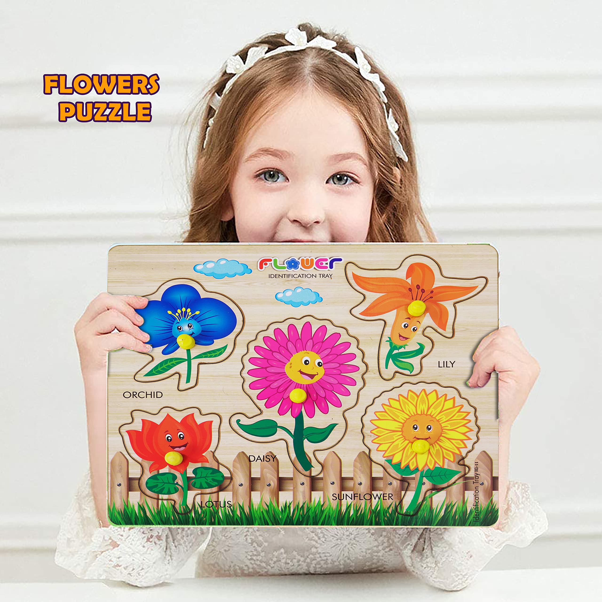 Lefan Wooden Puzzles (Flower Wooden) – Montessori Educational Puzzle Toy for Kids, Early Learning Shape & Color Recognition, Fine Motor Skills Development for Toddlers Boys & Girls image 2