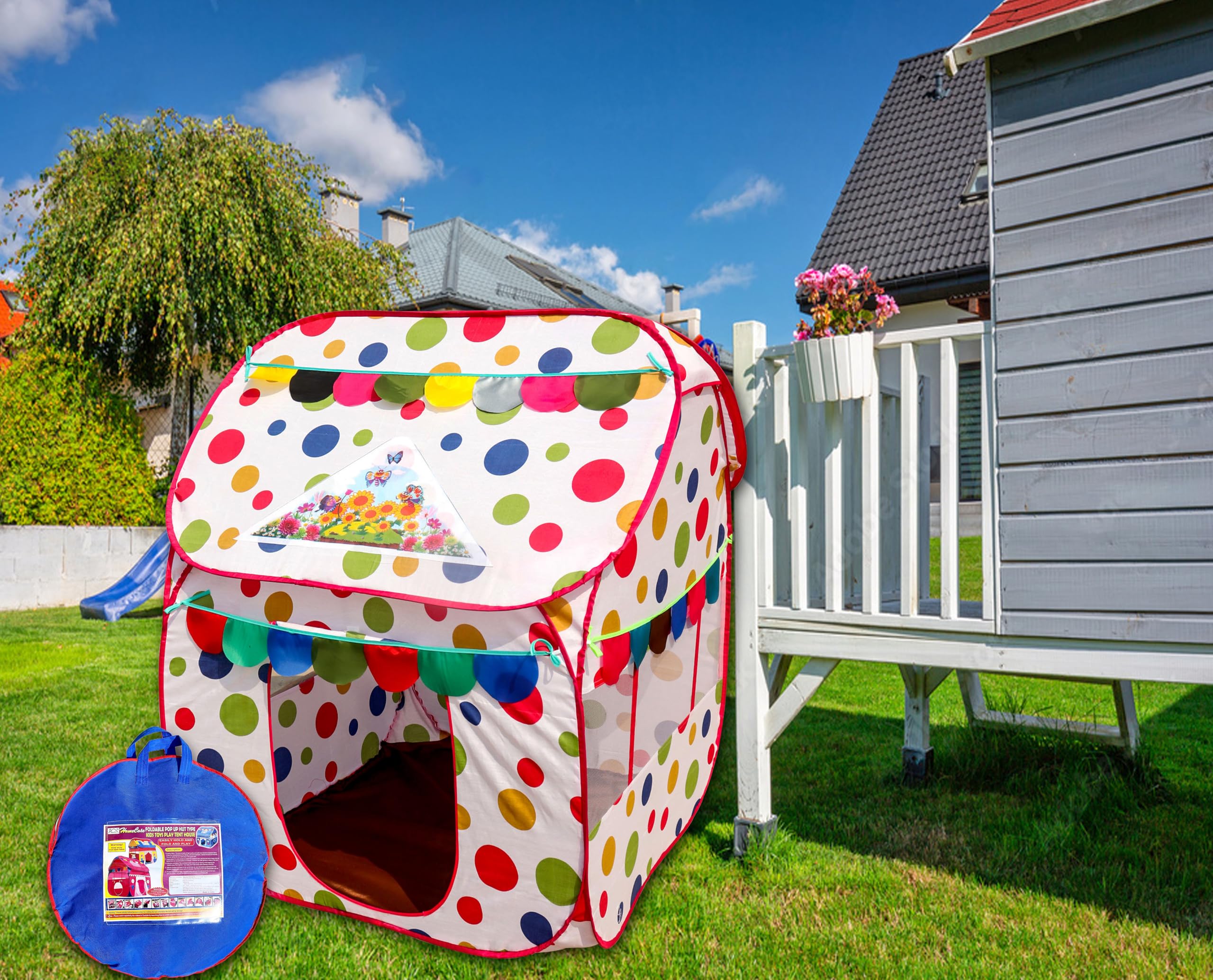 Homecute Foldable Pop Up Hut Type Kids Toys Play Tent House for Boys and Girls (Medium Size Ball Print) image 5