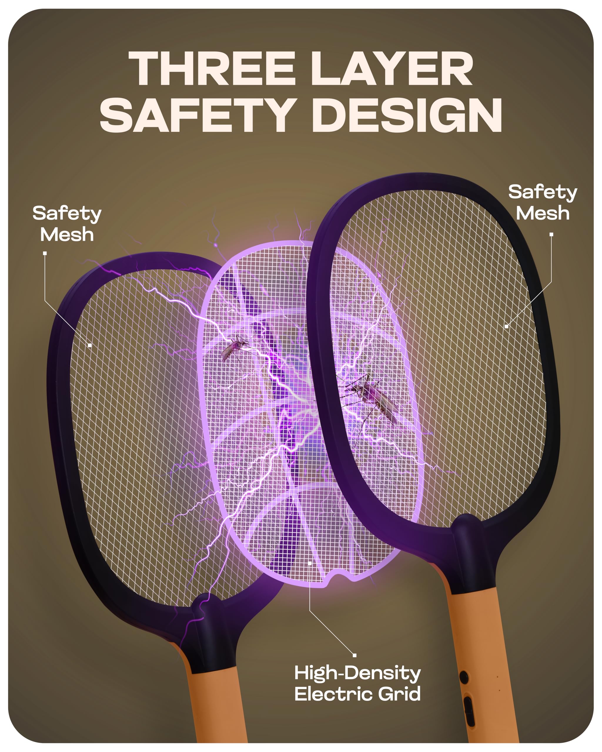 Weird Wolf 2 in 1 Rechargeable Mosquito Killer Racket with UV Light & Base Stand | Electric Fly Swatter with Auto & Manual Mode | Type-C USB Charging | 1200 mAh Lithium Battery | 6 Month Warranty image 5