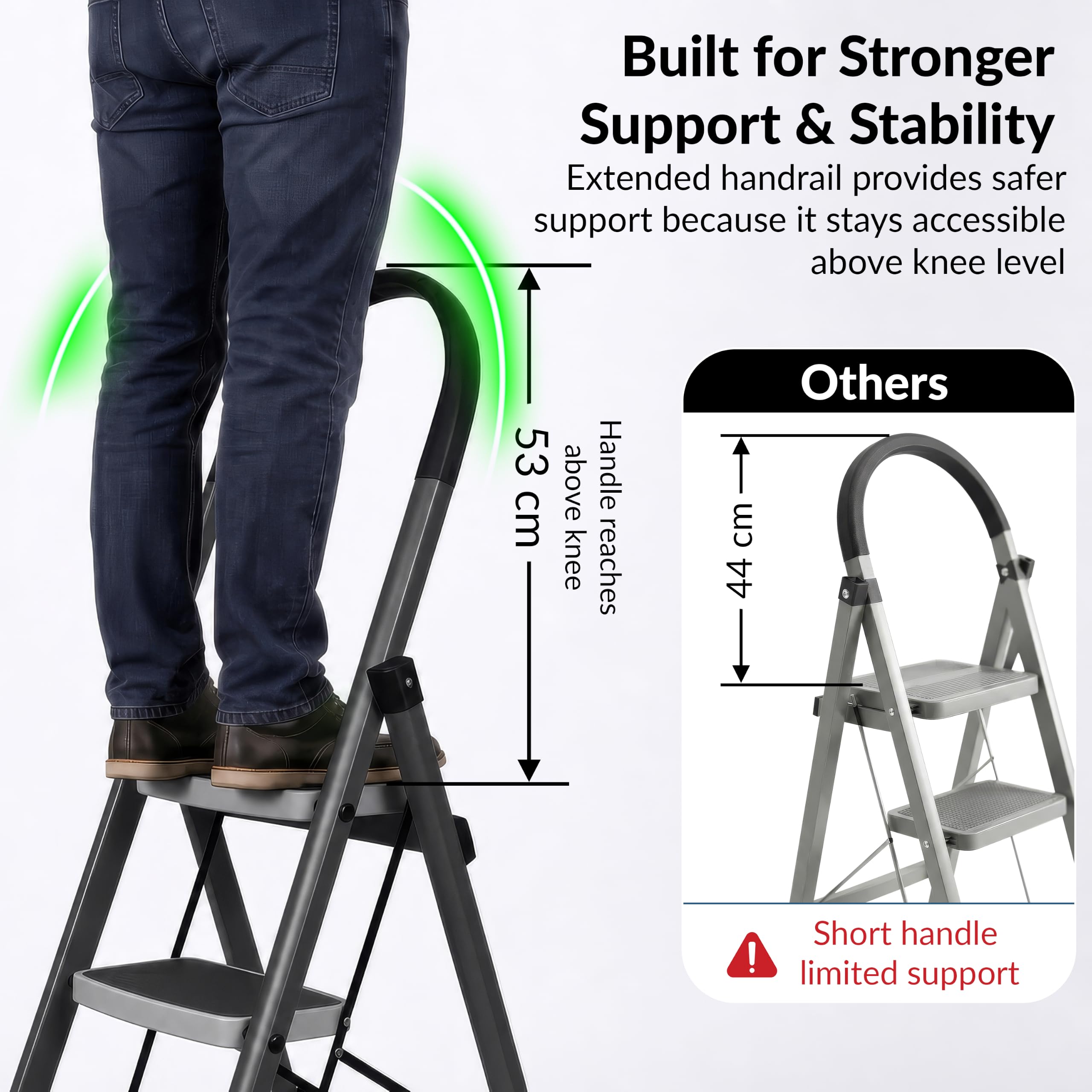 Plantex Steel 5 Step Ladder for Home/Wide Anti Skid 5 Step Ladder Foldable/5 Year Manufacturer Warranty By Plantex (Gray) image 3