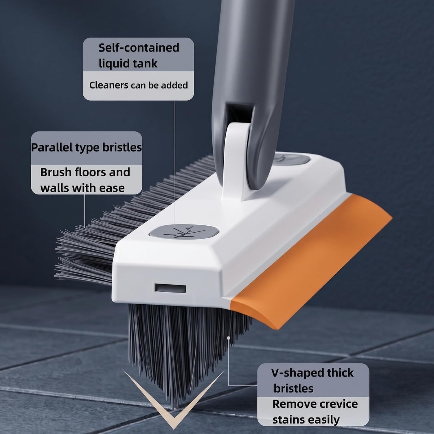 3-in-1 Bathroom Cleaning Brush with Wiper – 180° Rotating V-Shaped Brush image 5