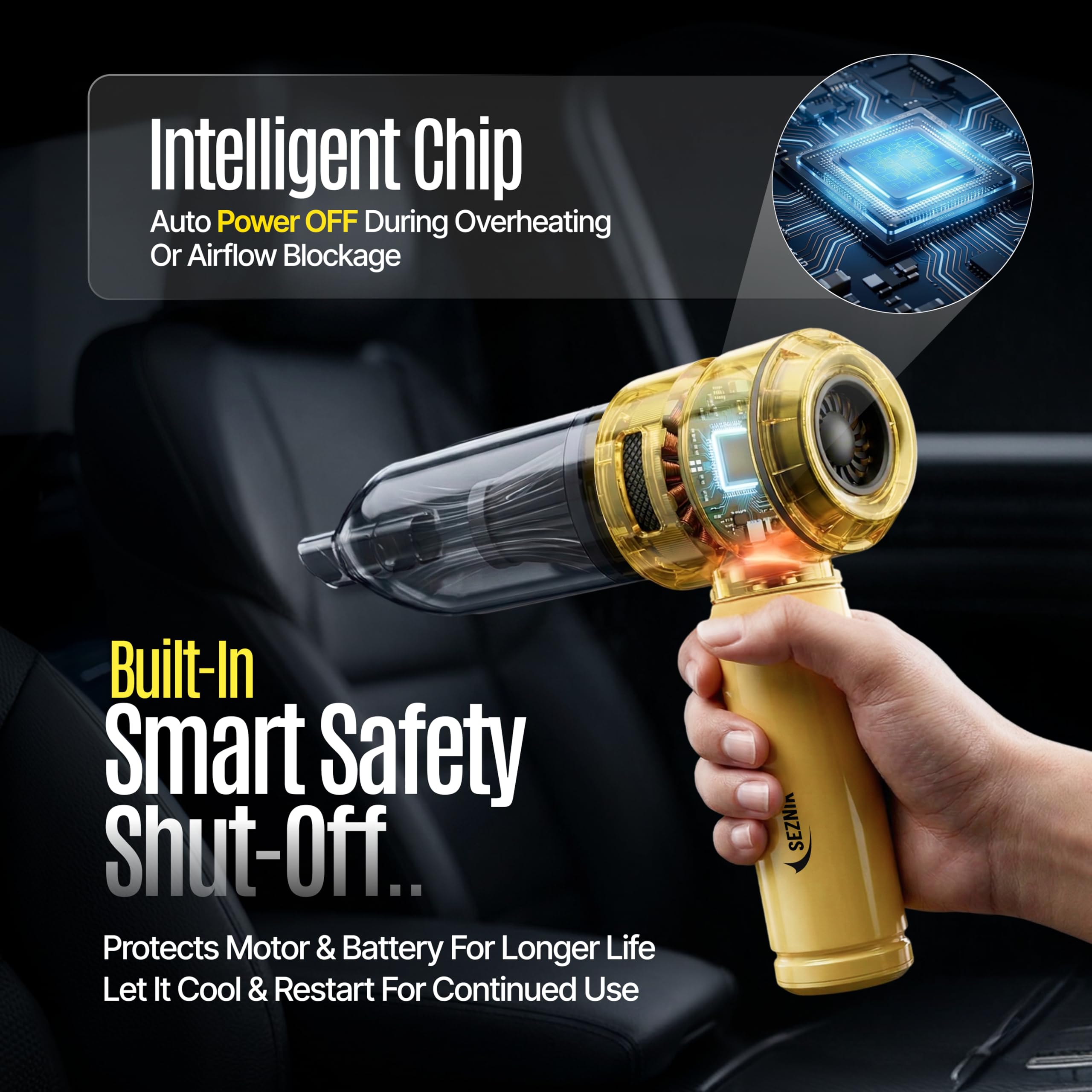 SEZNIK Vacuum Cleaner for Home Use | Car Use | 4 in 1 Cordless Blower image 2